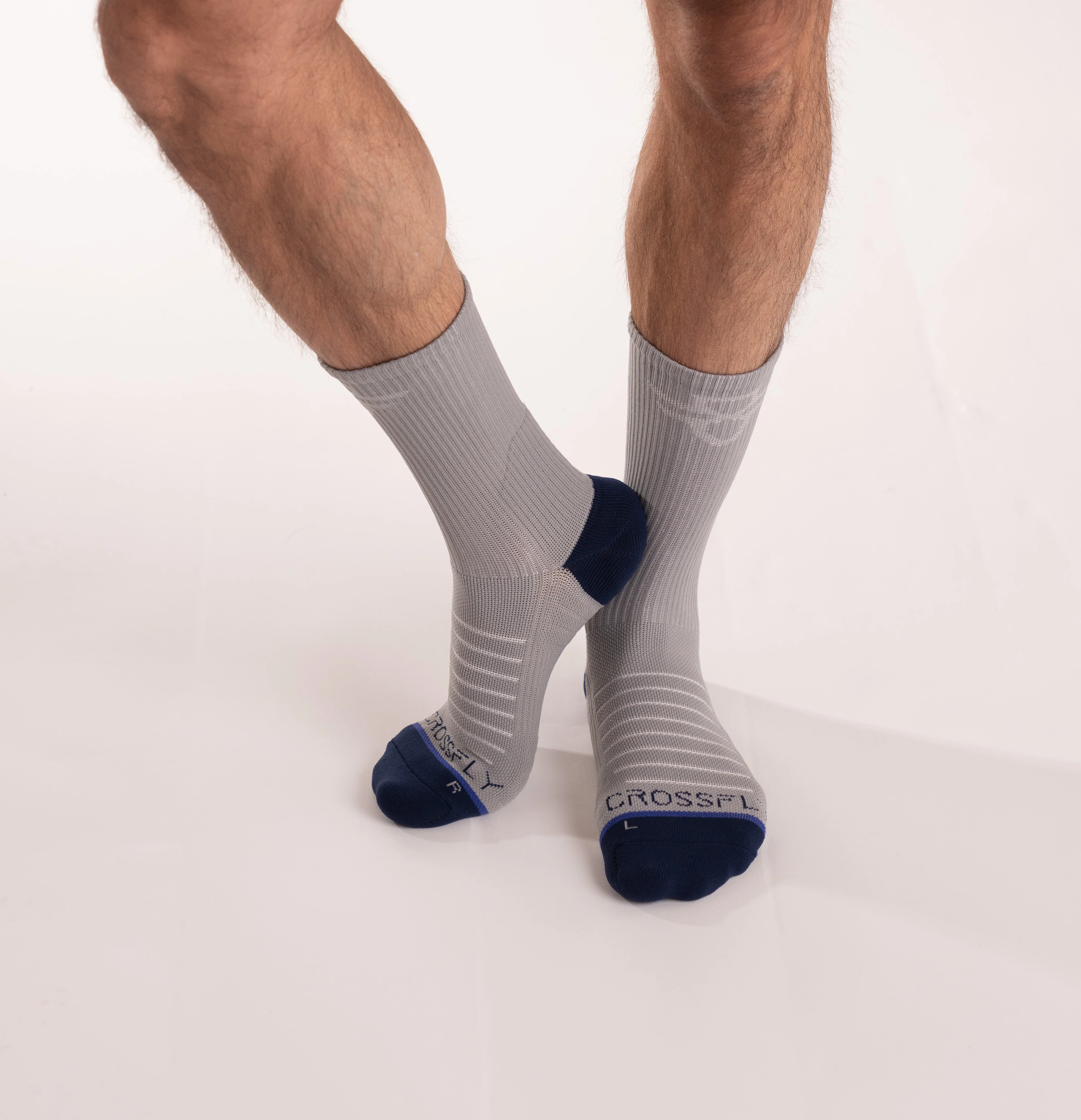 Men's 10-Inch Crew Sports Socks 3-Pack, Arch Support, Grey - Image 7