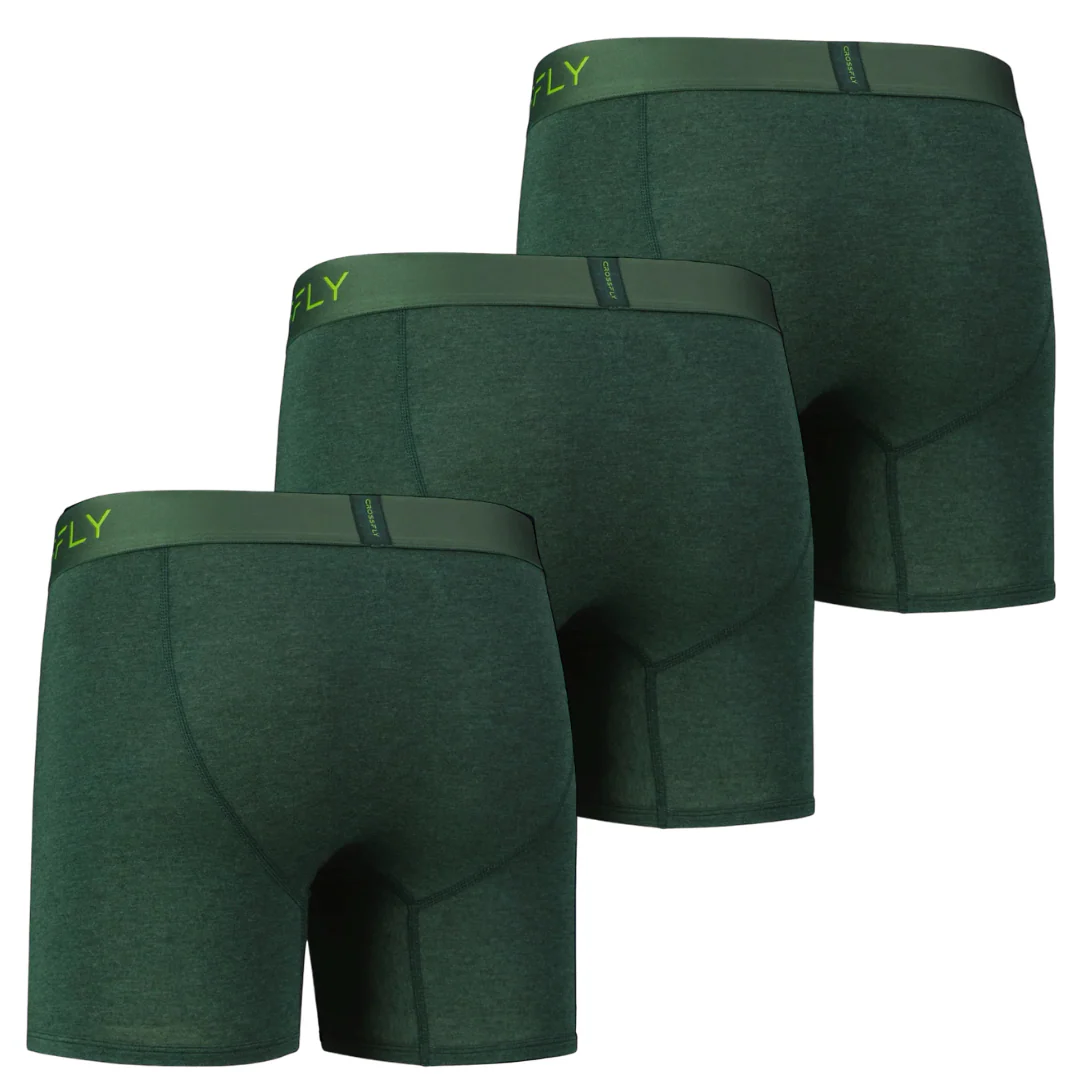 3-Pack: IKON Men's 6" Boxers - Green Marle - Image 4