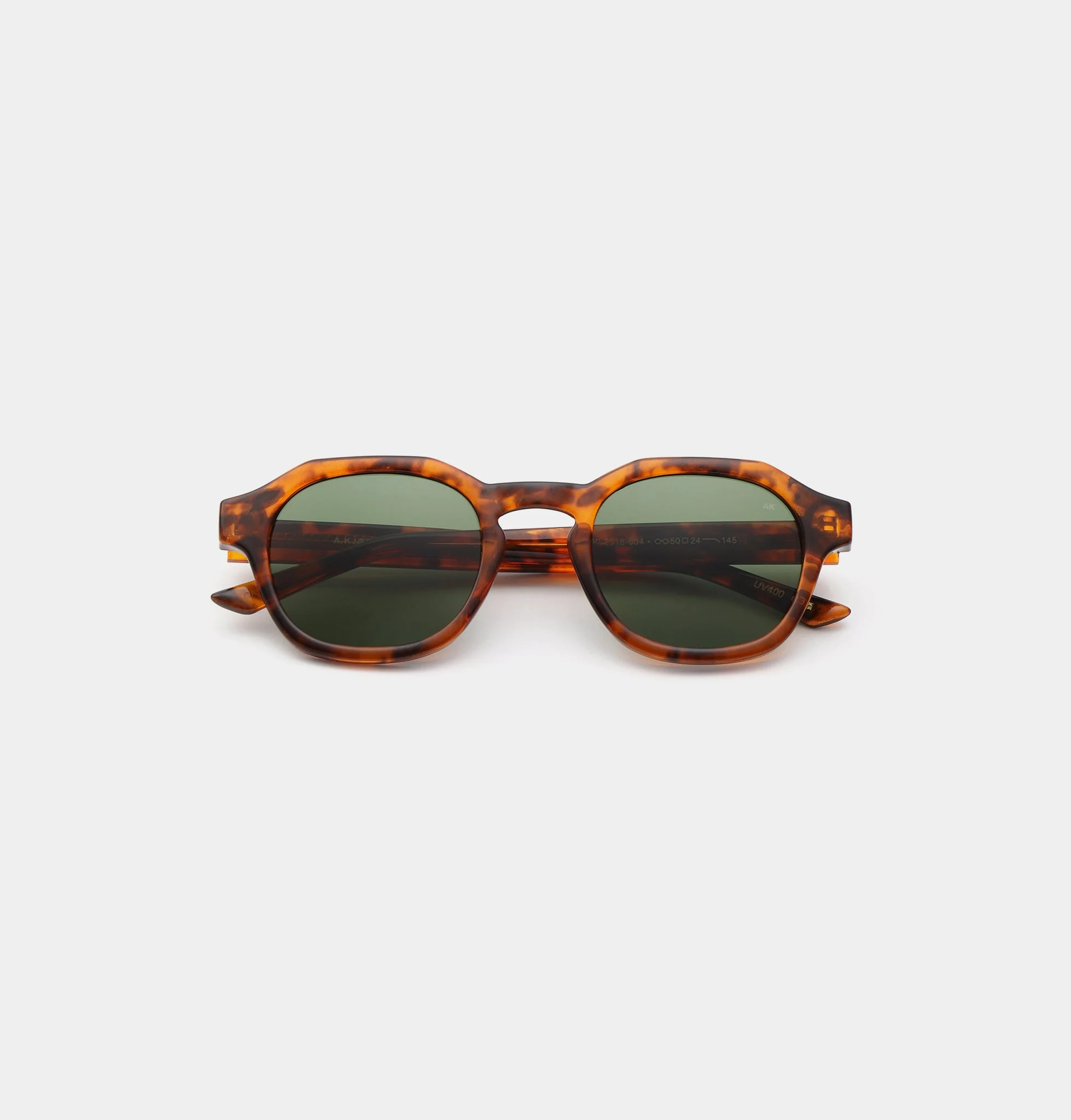 A.KJÆRBEDE (AKJAERBEDE) Zan Sunglasses | Havana Tortoise Frame, Green Lens - Image 6