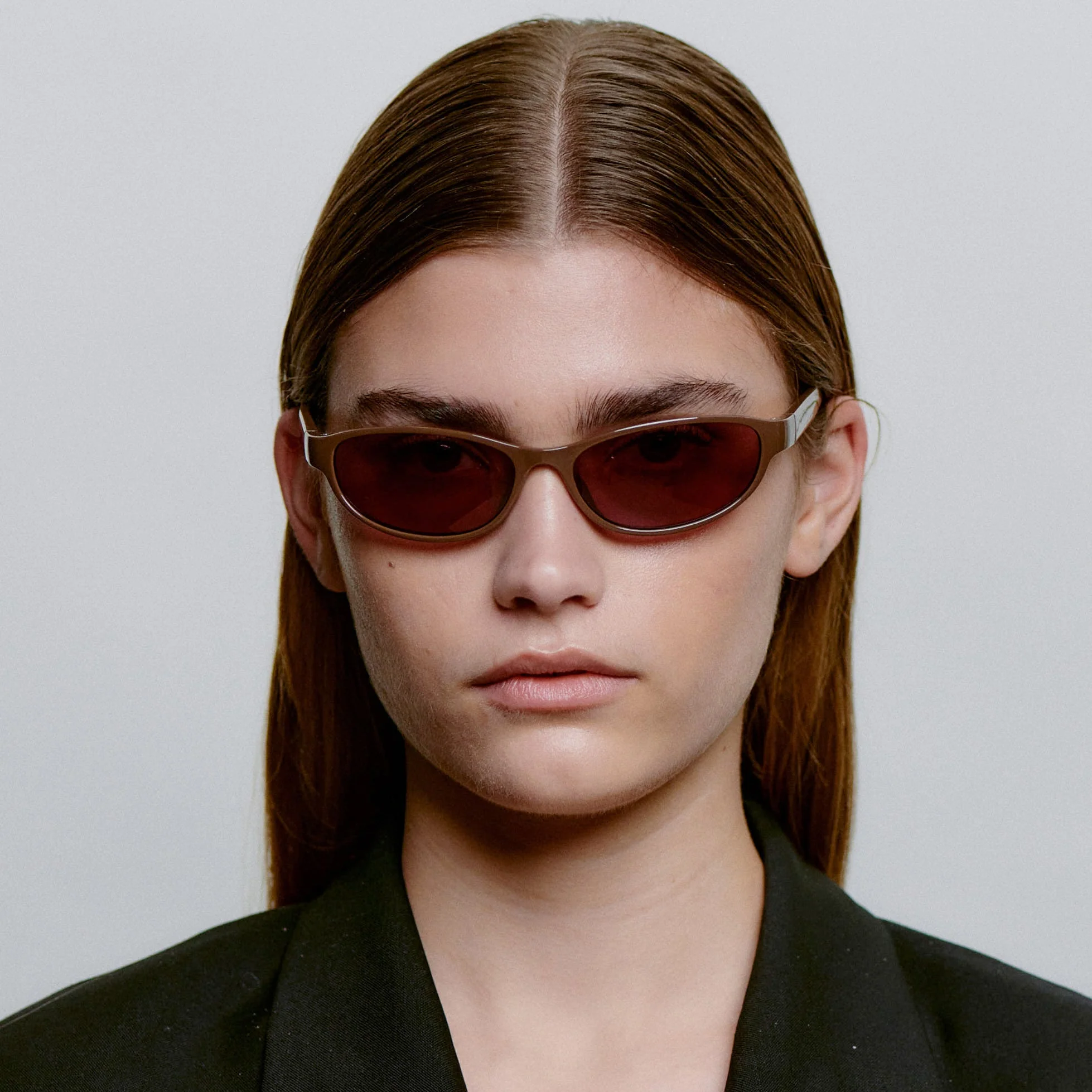 A.KJÆRBEDE ALEXA Narrow Cat Eye Sunglasses - Chocolate Brown / Purple Lens - Image 2