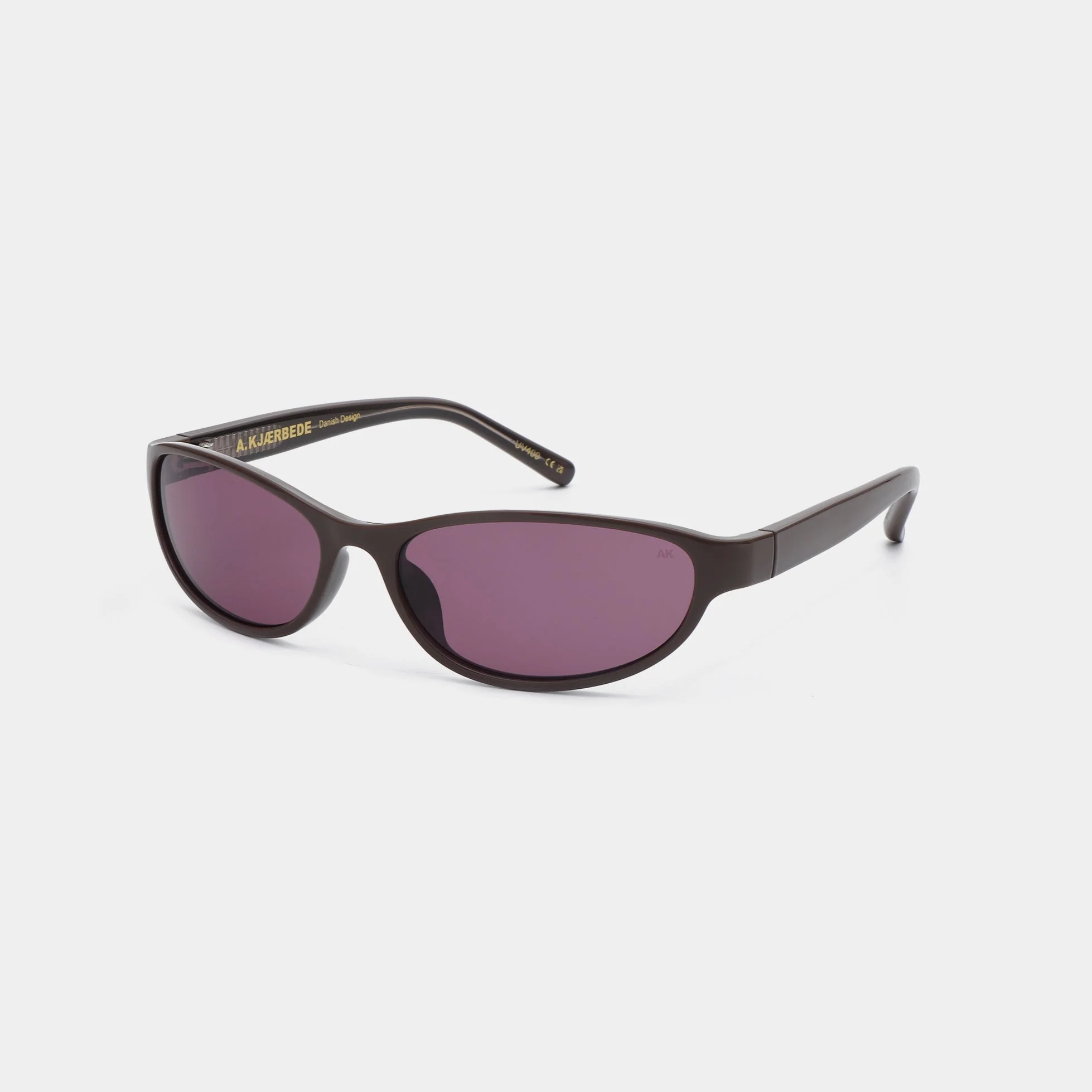 A.KJÆRBEDE ALEXA Narrow Cat Eye Sunglasses - Chocolate Brown / Purple Lens - Image 4