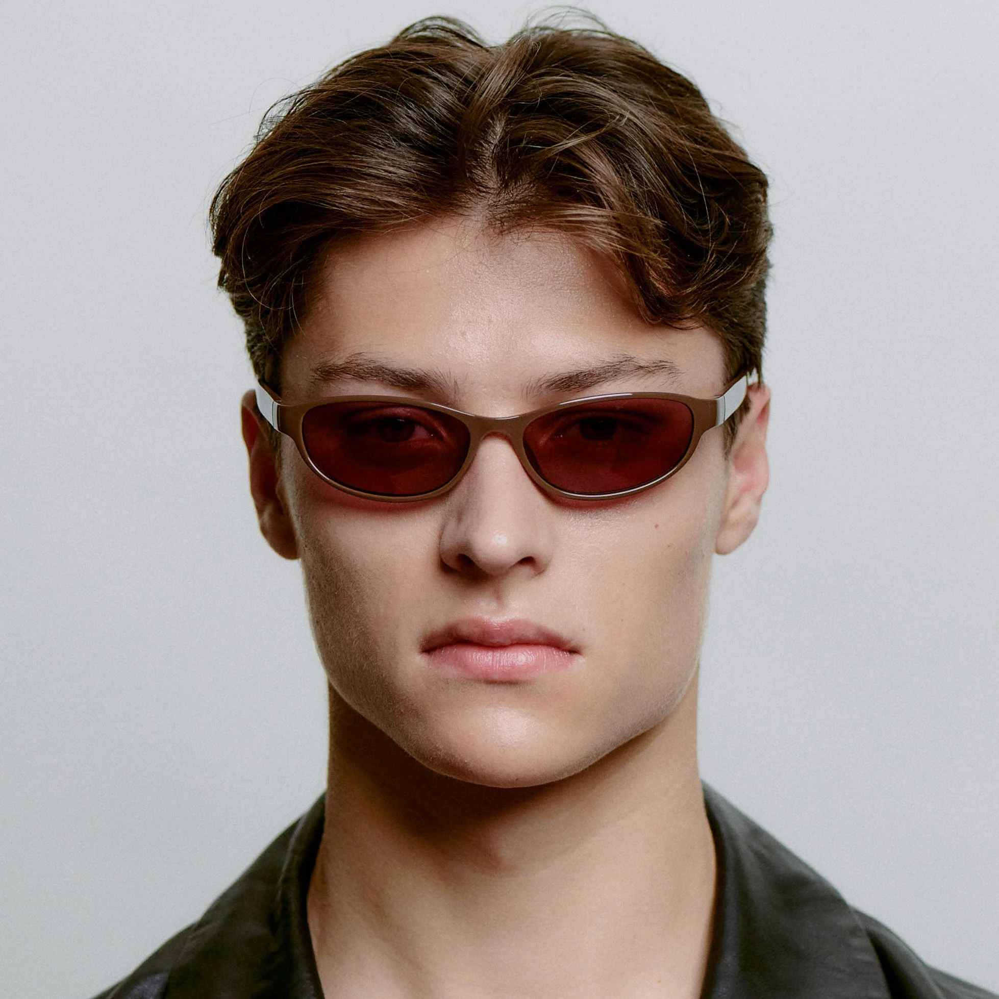 A.KJÆRBEDE ALEXA Narrow Cat Eye Sunglasses - Chocolate Brown / Purple Lens - Image 6