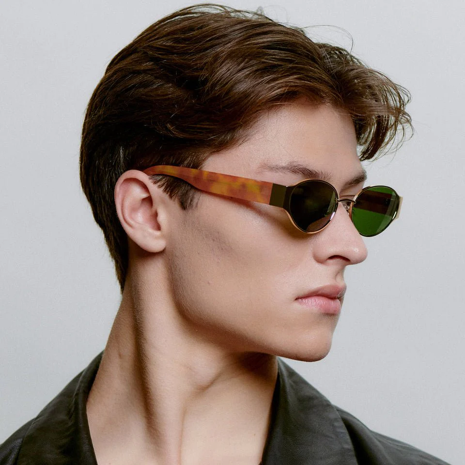 A.KJÆRBEDE BELLA Oval Sunglasses -  Gold Metal Frame / Burn Amber Temples - Image 7