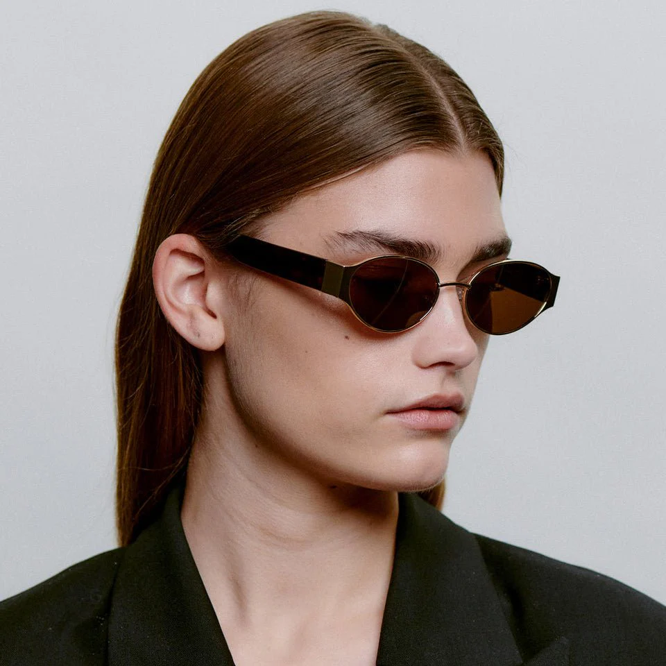 A.KJÆRBEDE BELLA Oval Sunglasses - Gold Metal Frame / Demi Tortoise - Image 3