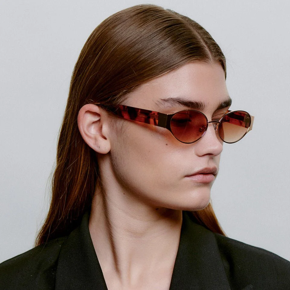 A.KJÆRBEDE BELLA Oval Sunglasses - Rose Gold Metal Frame / Havana Tortoise - Image 3