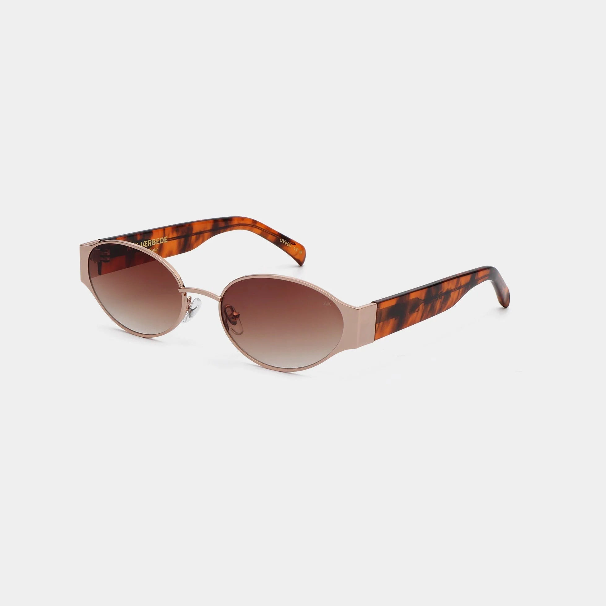 A.KJÆRBEDE BELLA Oval Sunglasses - Rose Gold Metal Frame / Havana Tortoise - Image 4