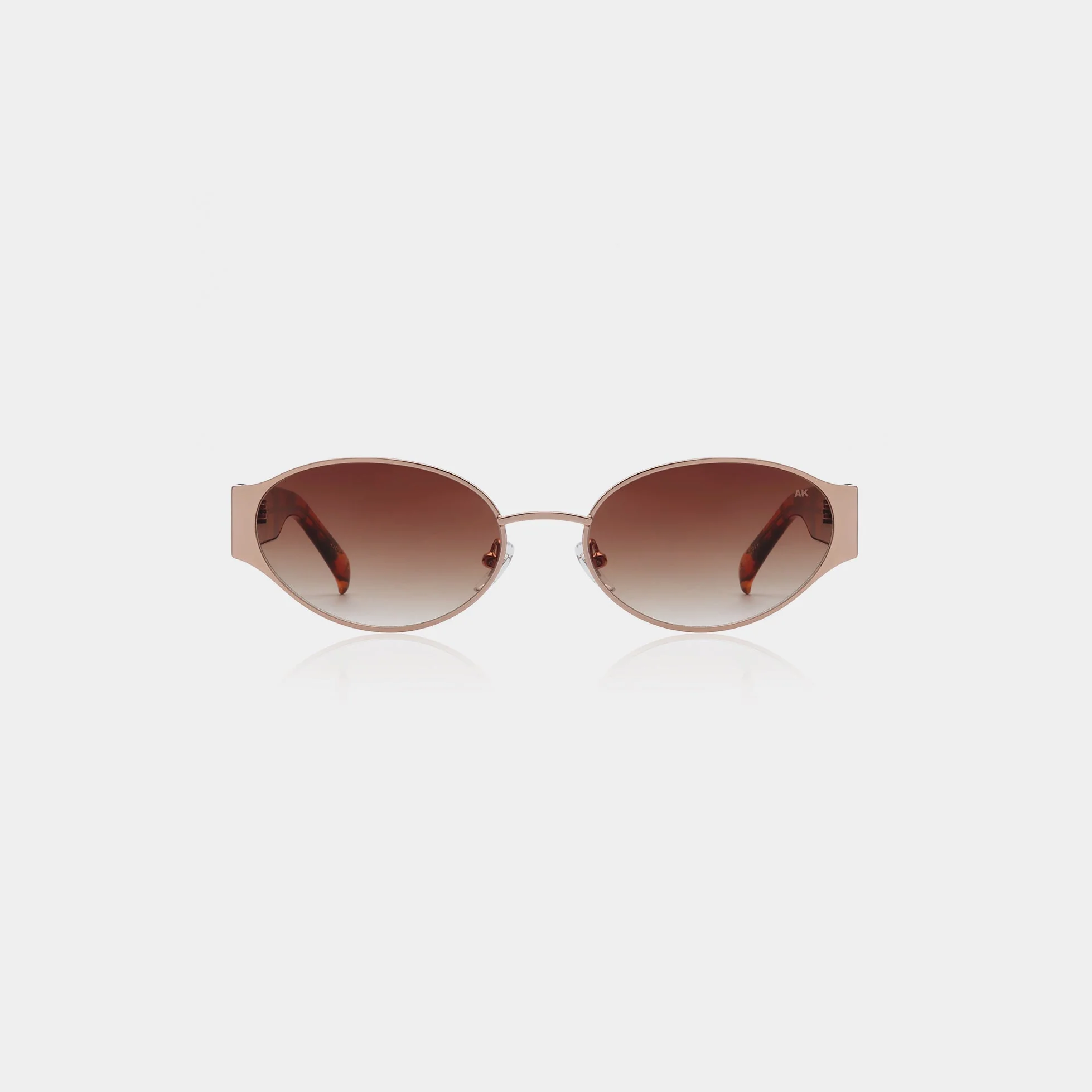 A.KJÆRBEDE BELLA Oval Sunglasses - Rose Gold Metal Frame / Havana Tortoise - Image 5