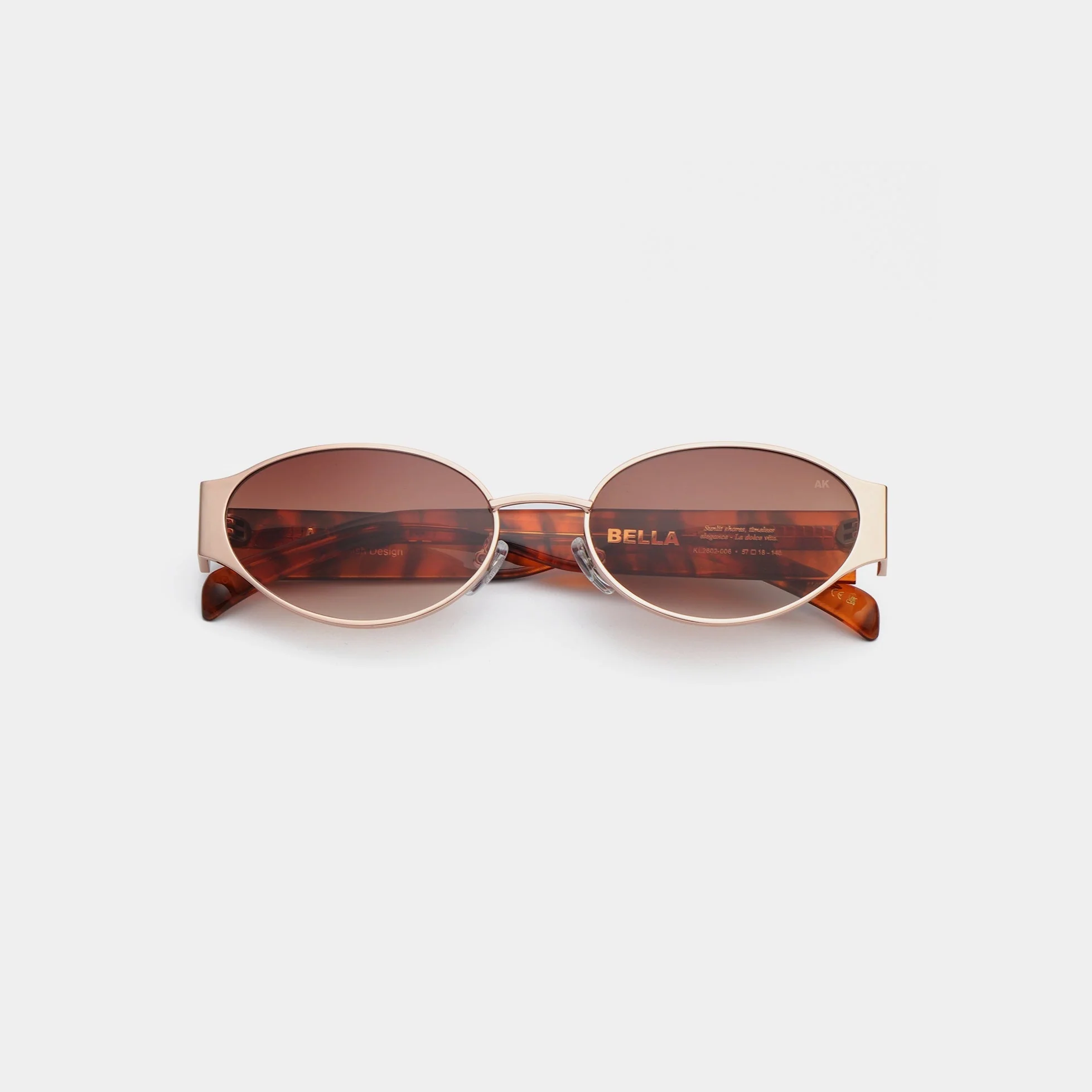 A.KJÆRBEDE BELLA Oval Sunglasses - Rose Gold Metal Frame / Havana Tortoise - Image 8