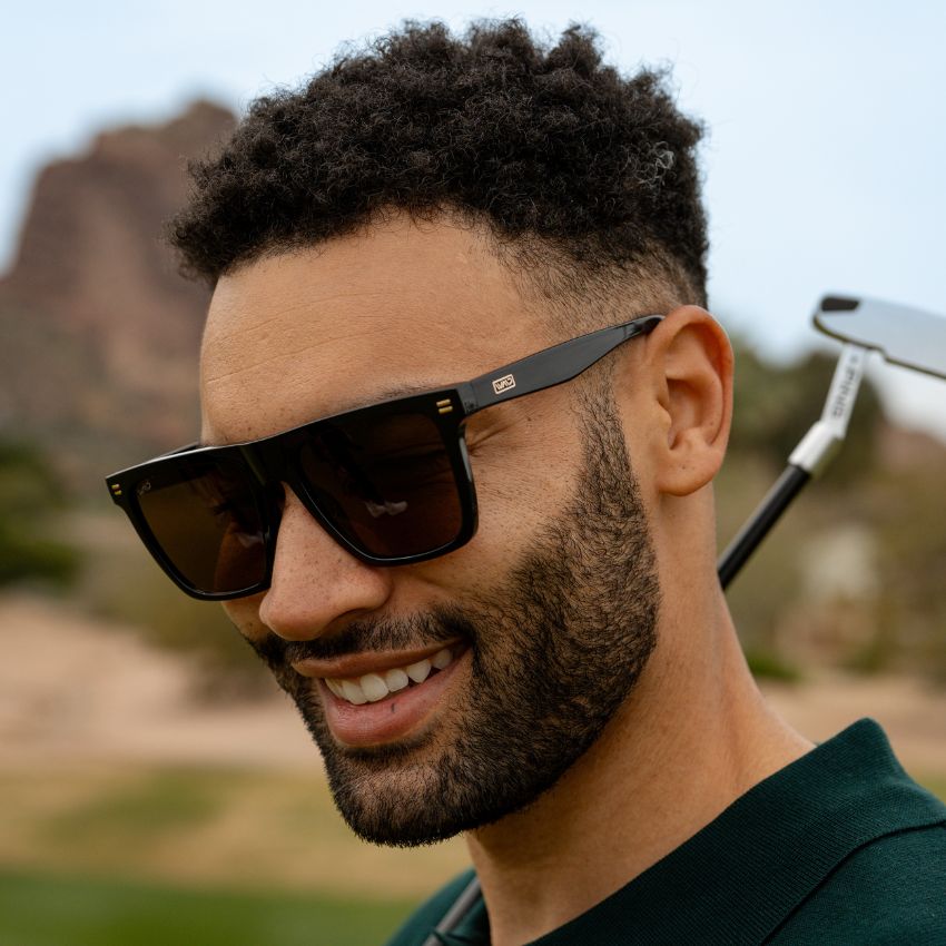 ACE Square Men's Golf Sunglasses in Glossy Black by WMP Eyewear - Image 6