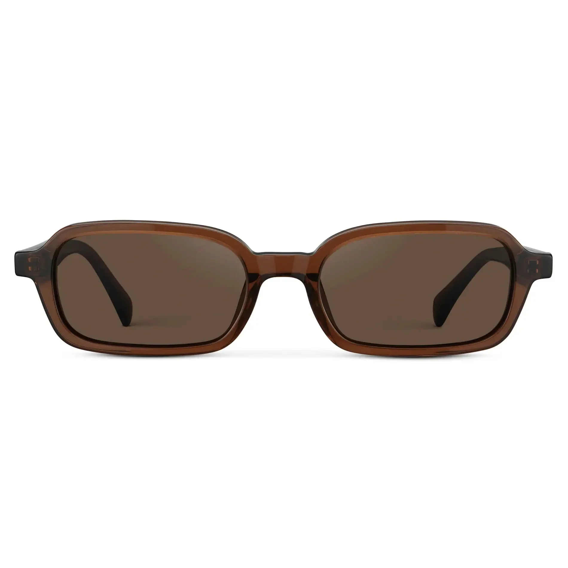 AYLA Slim Rectangular Sunglasses in Cocoa Brown by WMP Eyewear