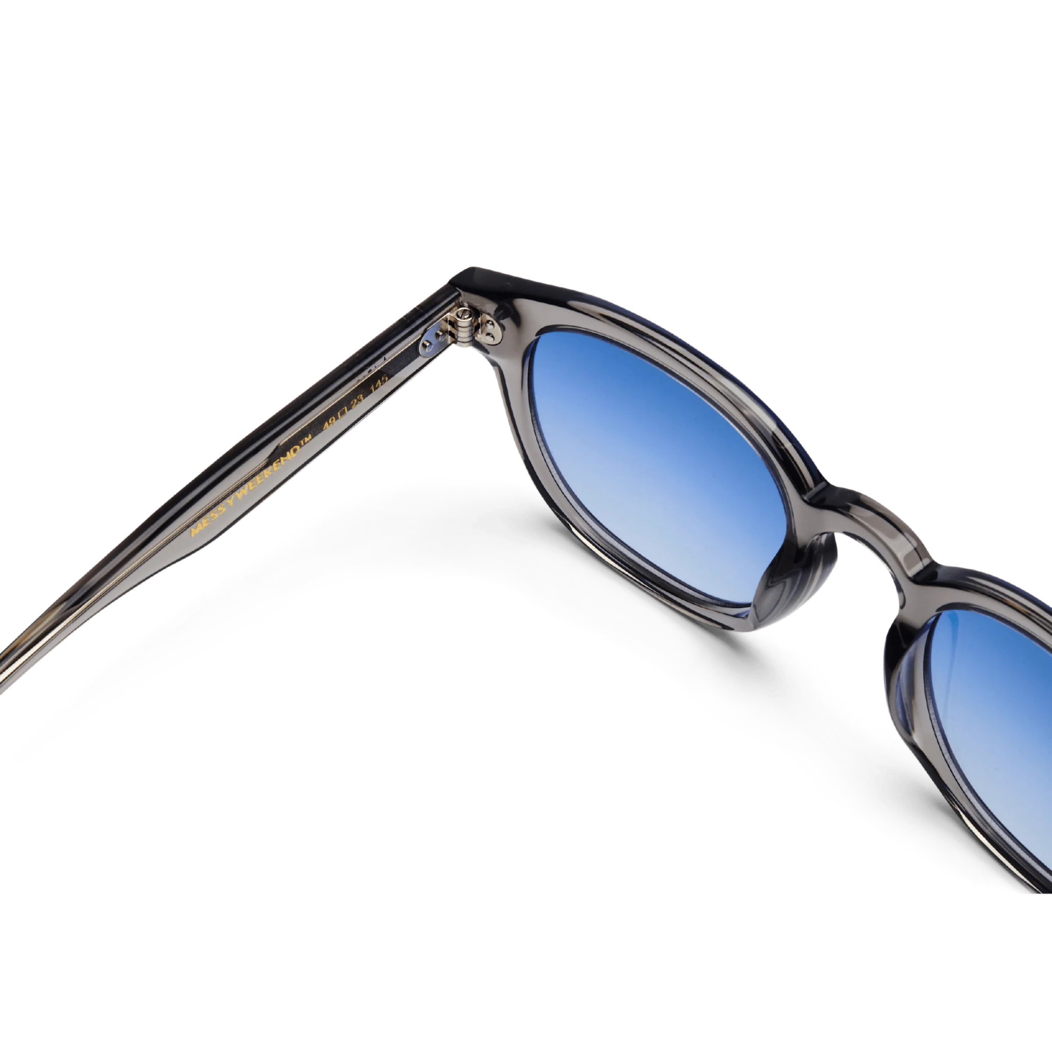 Unisex Grey Crystal Blue Acetate Polarized Sunglasses Messy Weekend - Image 6
