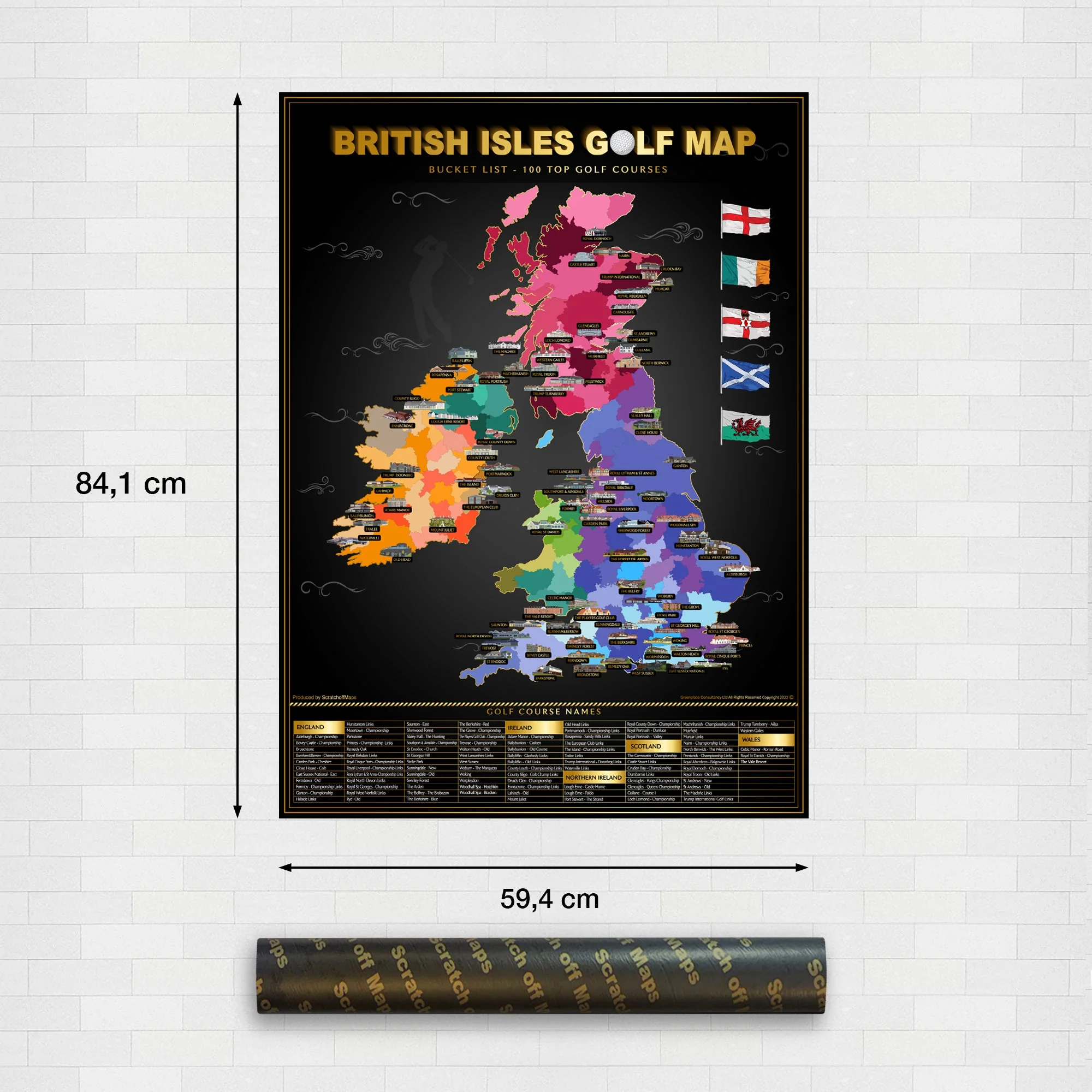 British Isles Top 100 Golf Courses Scratch-Off Map A1 - Image 6