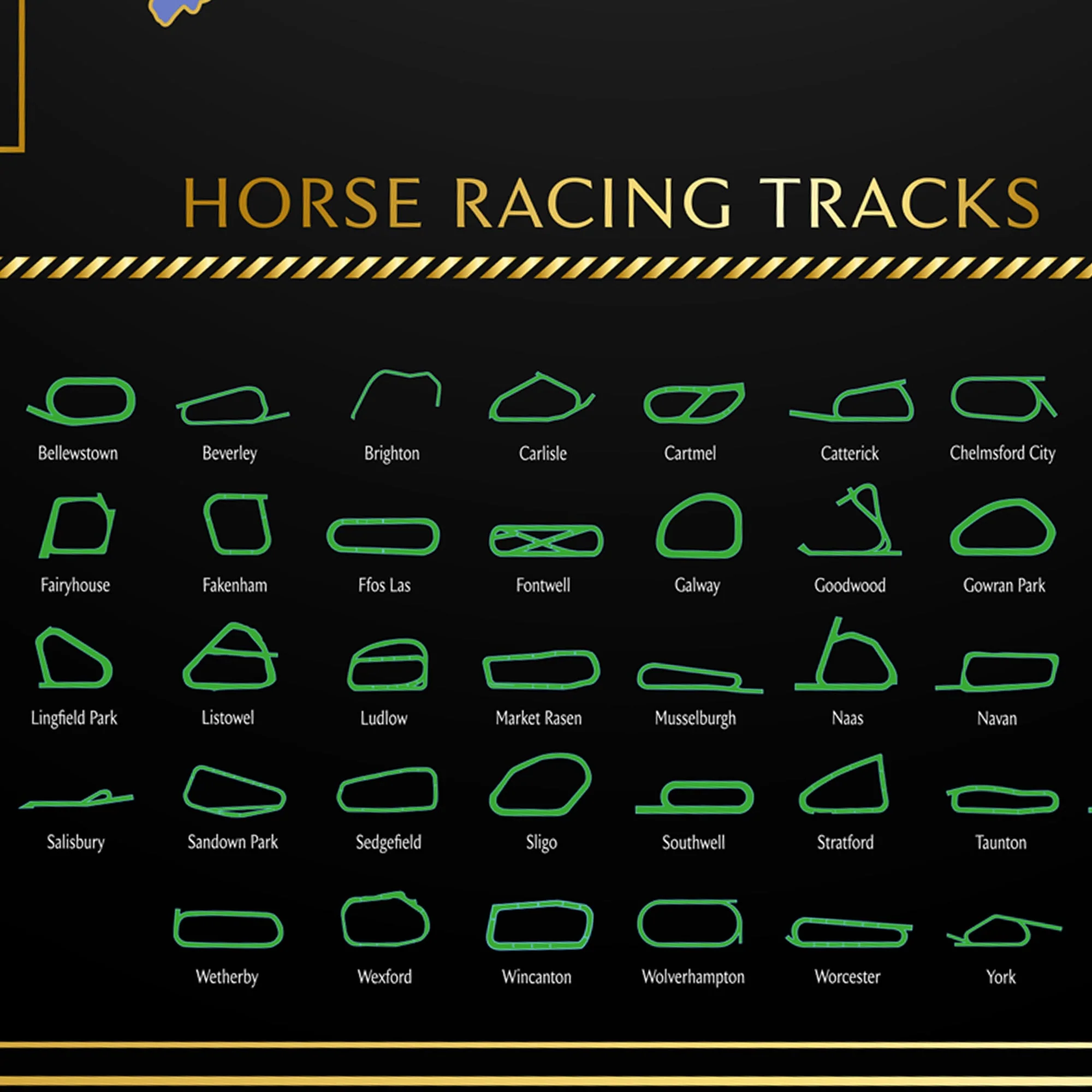 British Isles Horse Racing Scratch-Off Map, 86 Tracks - Image 3