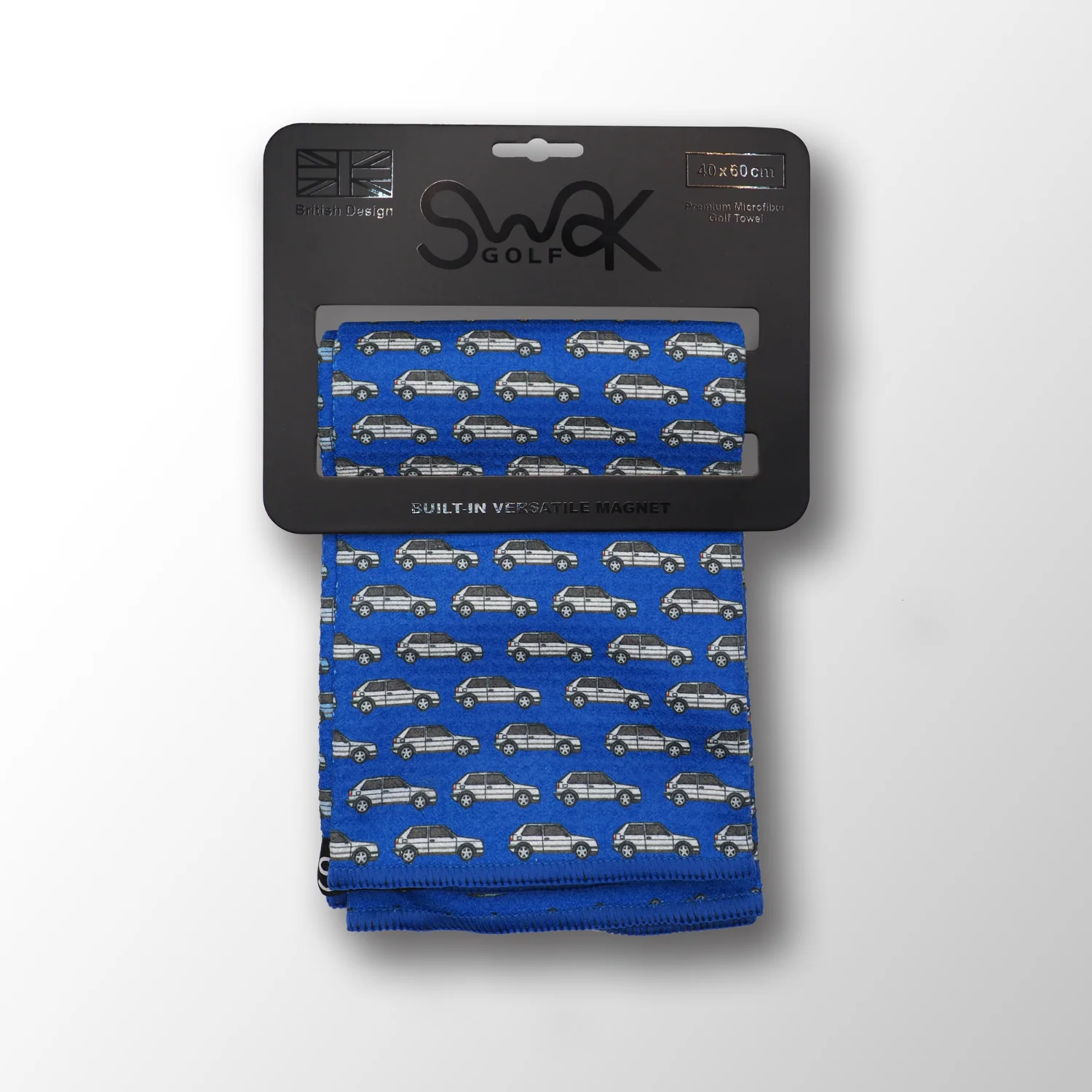 Golf Towel with Magnet – Microfibre Waffle, Classic Cars Design - Image 7