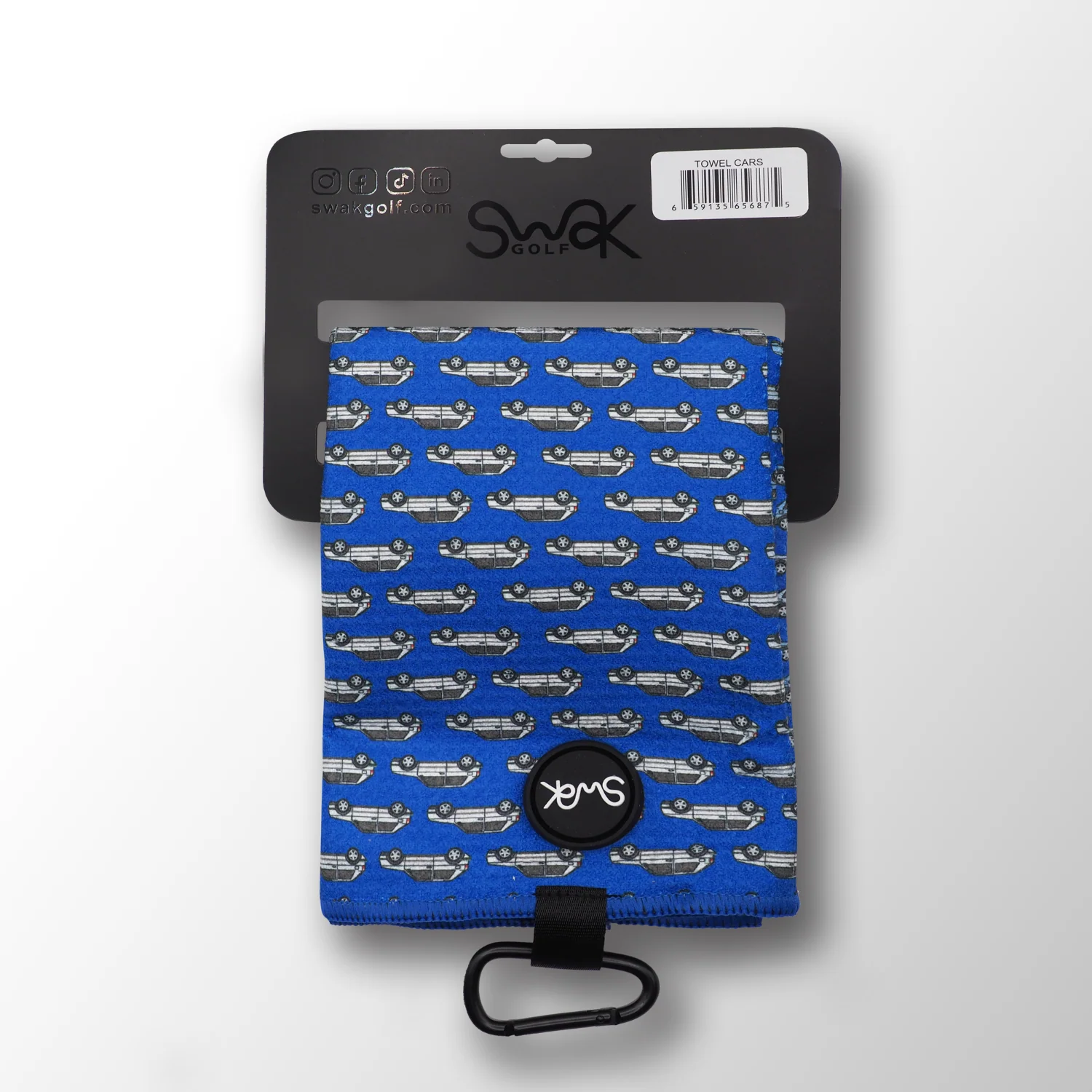 Golf Towel with Magnet – Microfibre Waffle, Classic Cars Design - Image 8