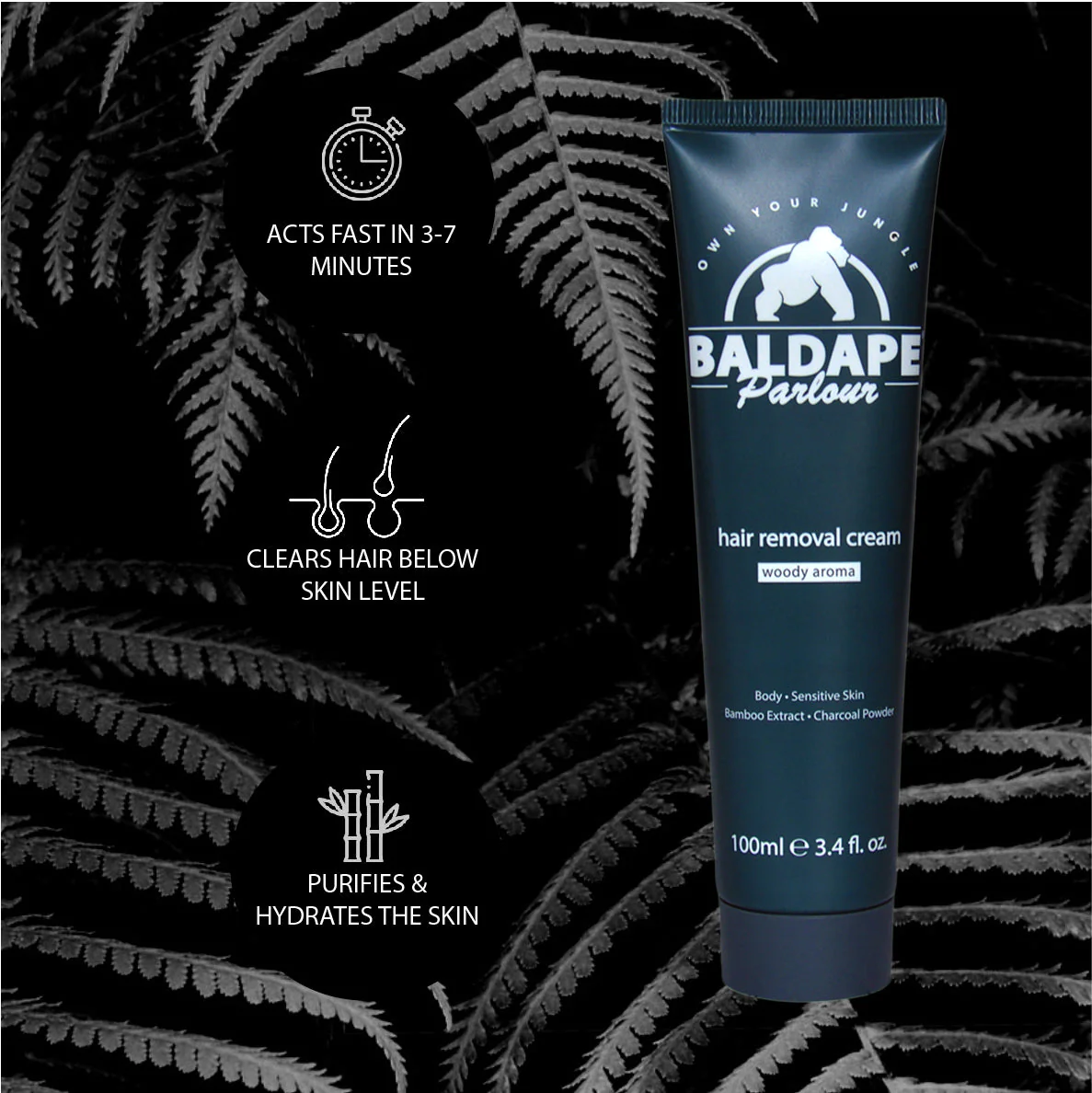 Charcoal Body Hair Removal Cream - Image 3