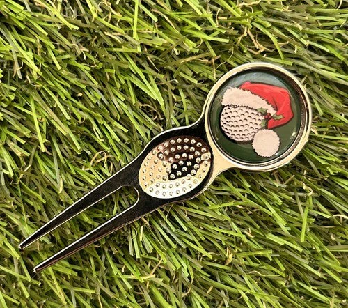 Christmas Golf Ball Marker & Metal Divot Tool Hat Design