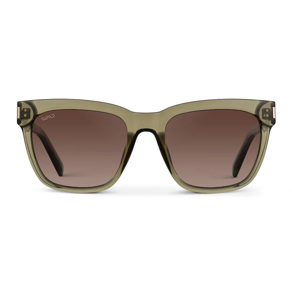 DAKOTA Thick Frame Crystal Moss Green Sunglasses by WMP Eyewear