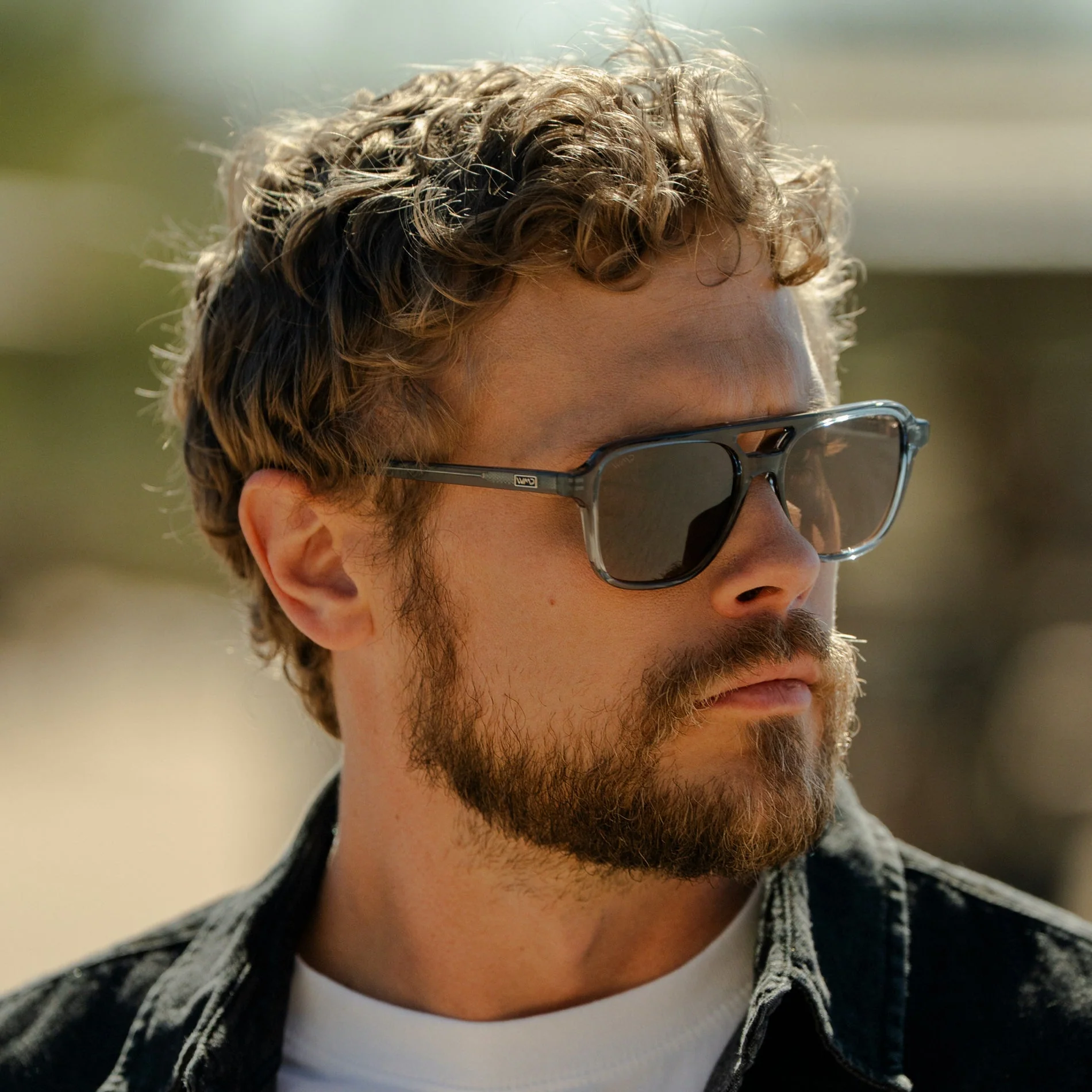 WMP Dean Polarised Oversized Aviator Sunglasses – Crystal Stone Blue - Image 2