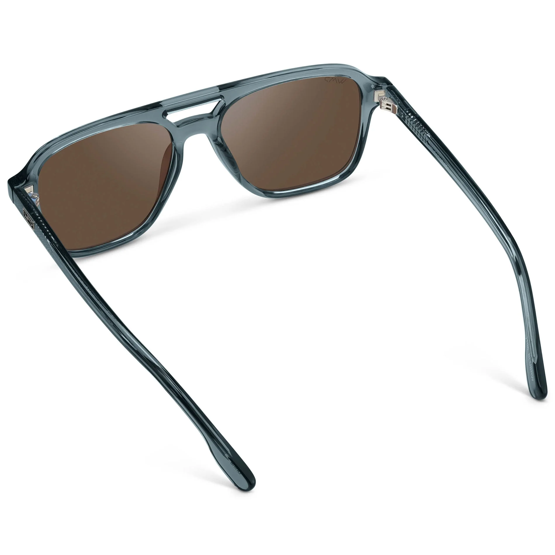 WMP Dean Polarised Oversized Aviator Sunglasses – Crystal Stone Blue - Image 5