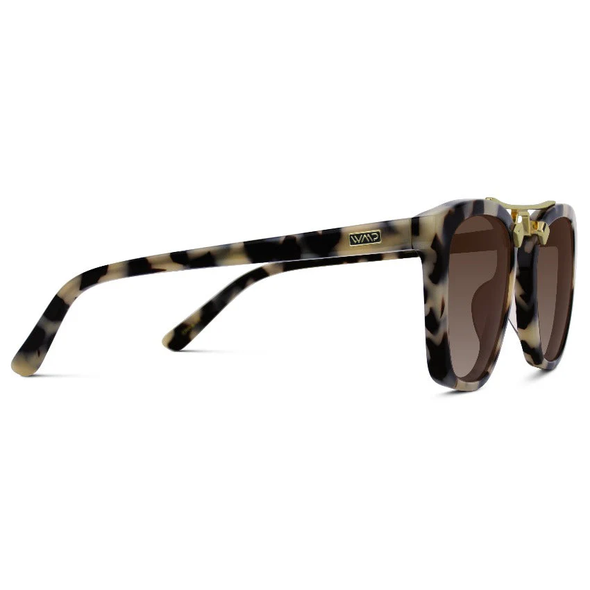 Oversized Square Beige Tortoise Polarized Sunglasses, Double Bridge WMP - Image 5