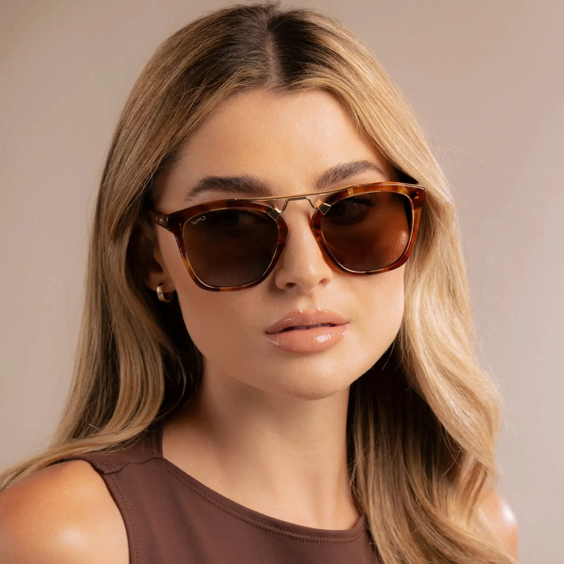 DEMI Oversized Women's Sunglasses in Honeycomb Tortoise WMP Eyewear - Image 2