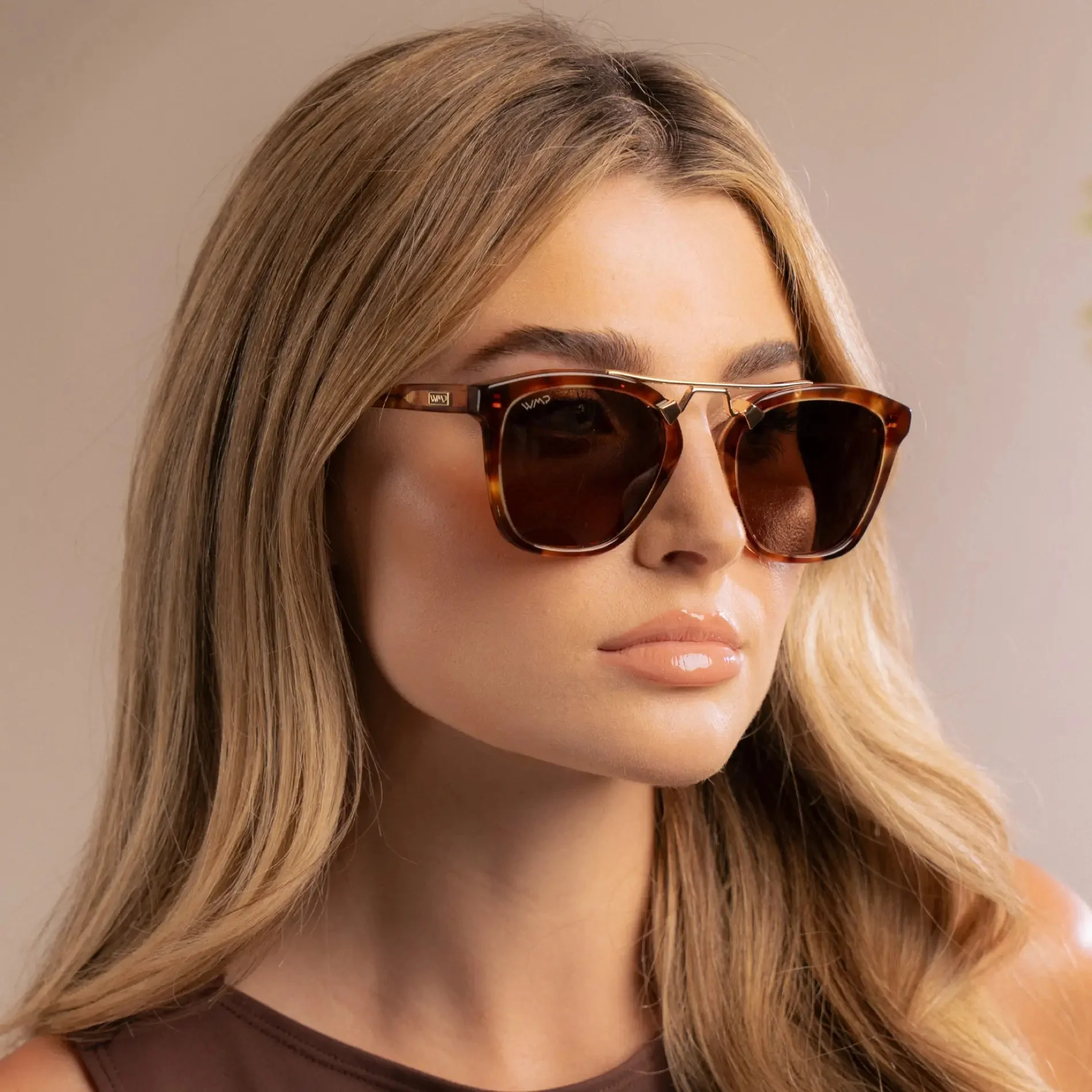 DEMI Oversized Women's Sunglasses in Honeycomb Tortoise WMP Eyewear - Image 3