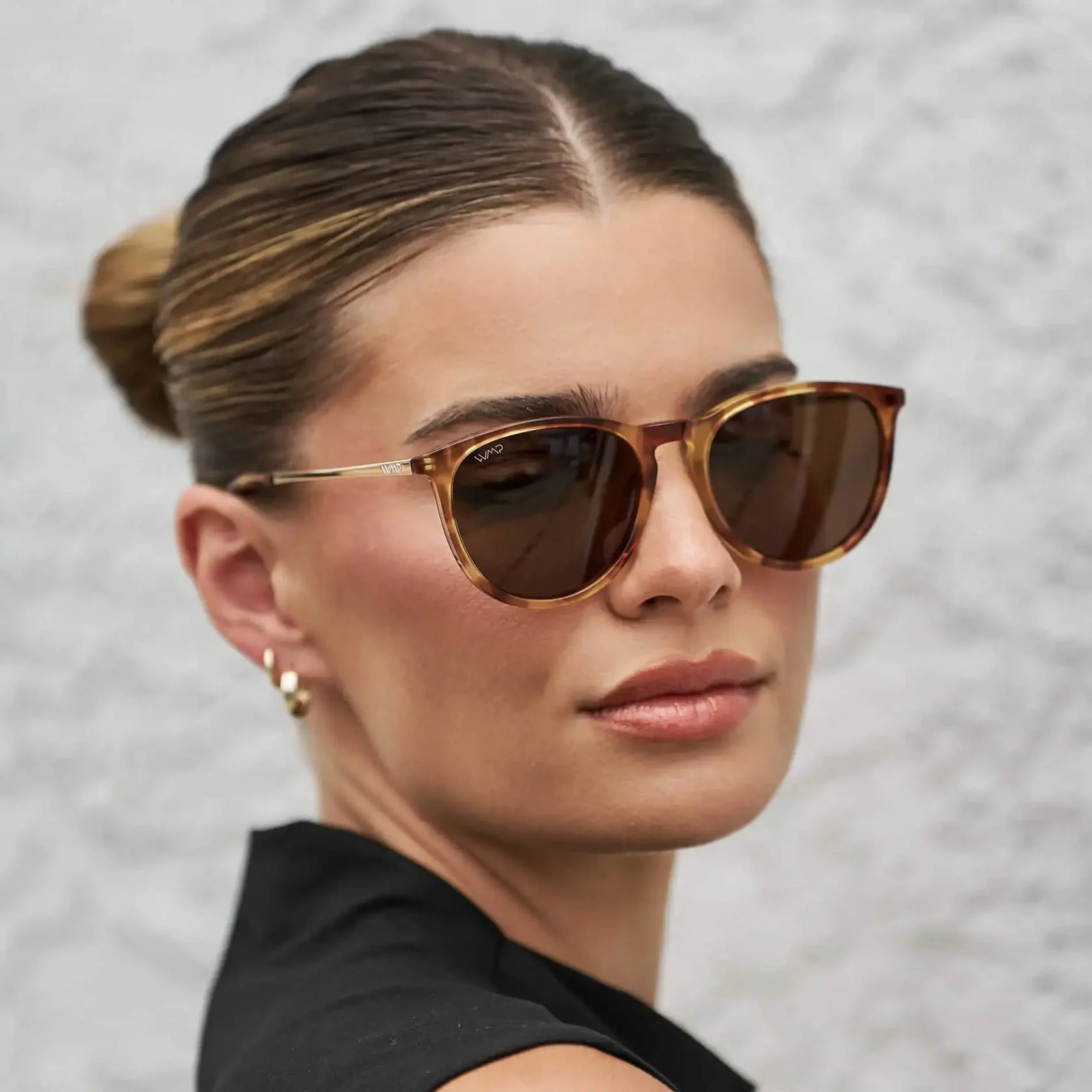 DREW Round Polarised Women's Sunglasses in Maple Tortoise by WMP Eyewear - Image 2