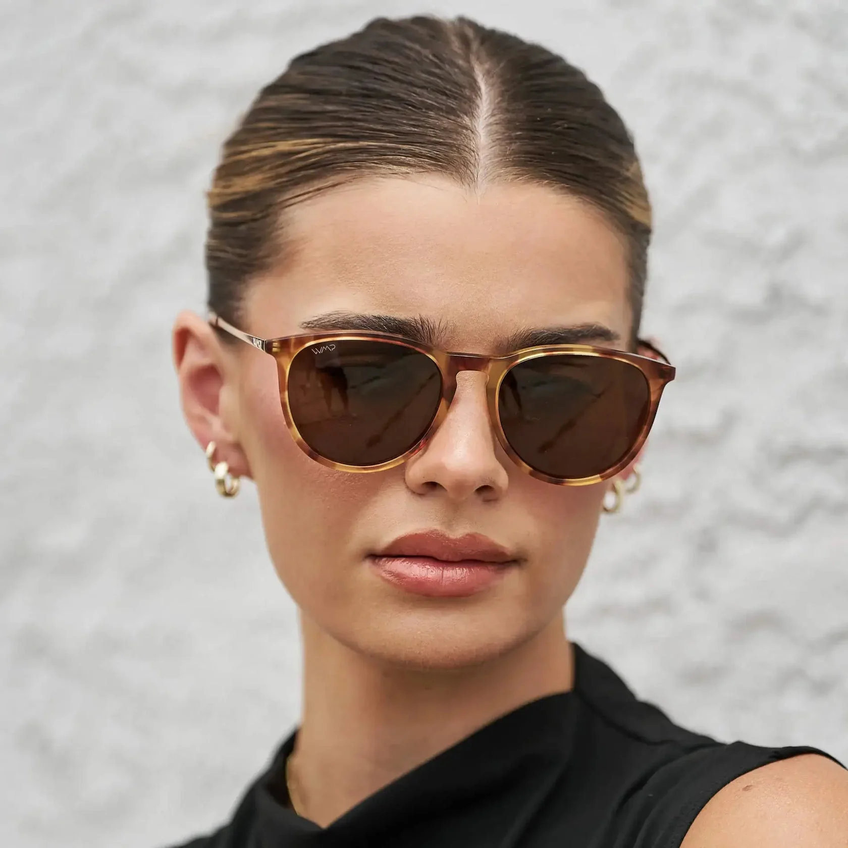 DREW Round Polarised Women's Sunglasses in Maple Tortoise by WMP Eyewear - Image 3