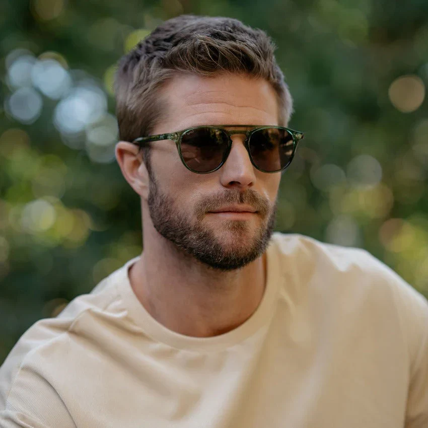 WMP Easton Round Acetate Sunglasses, Polarized Brown Lens - Image 3