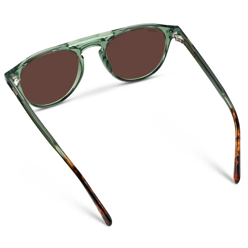 WMP Easton Round Acetate Sunglasses, Polarized Brown Lens - Image 5