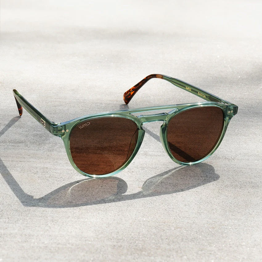 WMP Easton Round Acetate Sunglasses, Polarized Brown Lens - Image 6