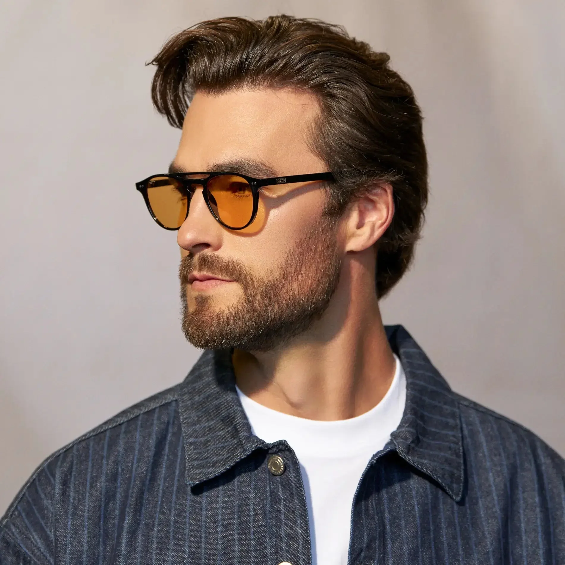 EASTON Men's Round Sunglasses in Black / Yellow Tint Lens by WMP Eyewear - Image 2