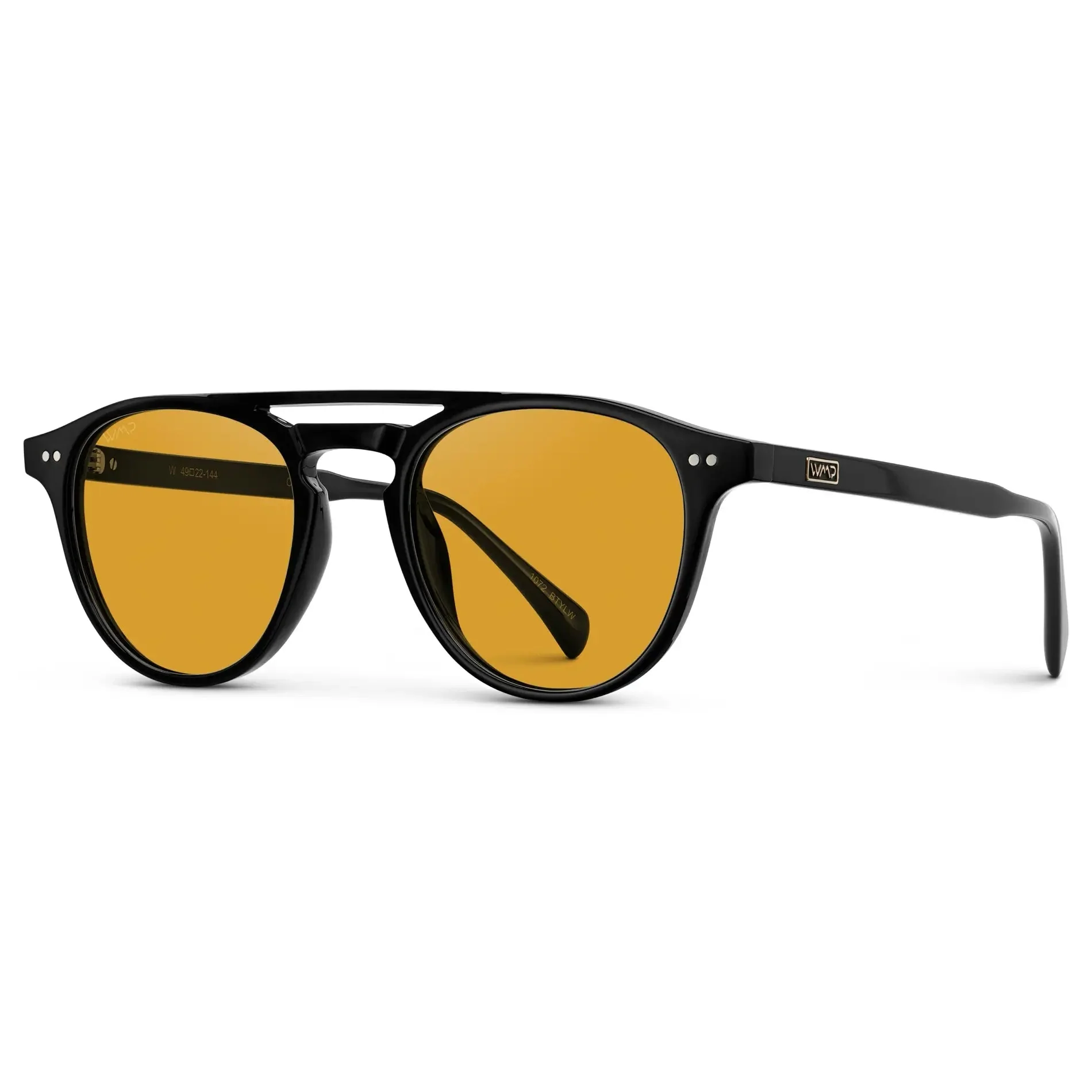 EASTON Men's Round Sunglasses in Black / Yellow Tint Lens by WMP Eyewear - Image 4