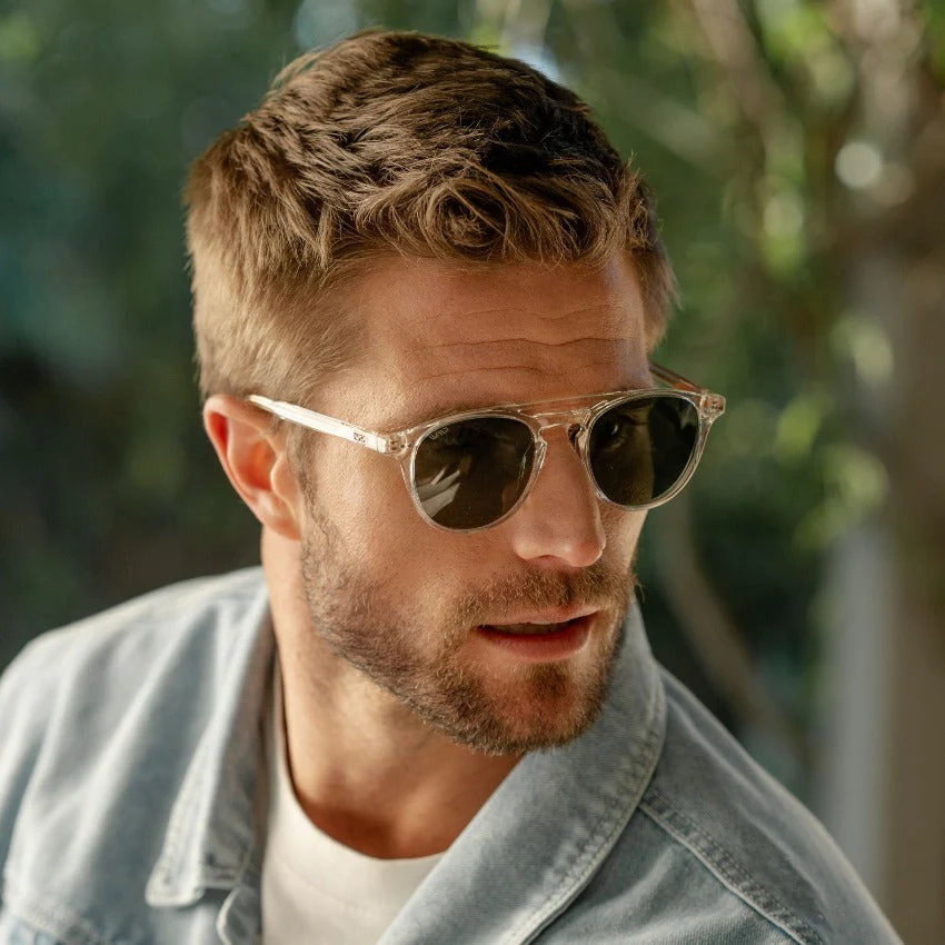 WMP Easton Clear Round Acetate Polarized Sunglasses, UV400 - Image 4