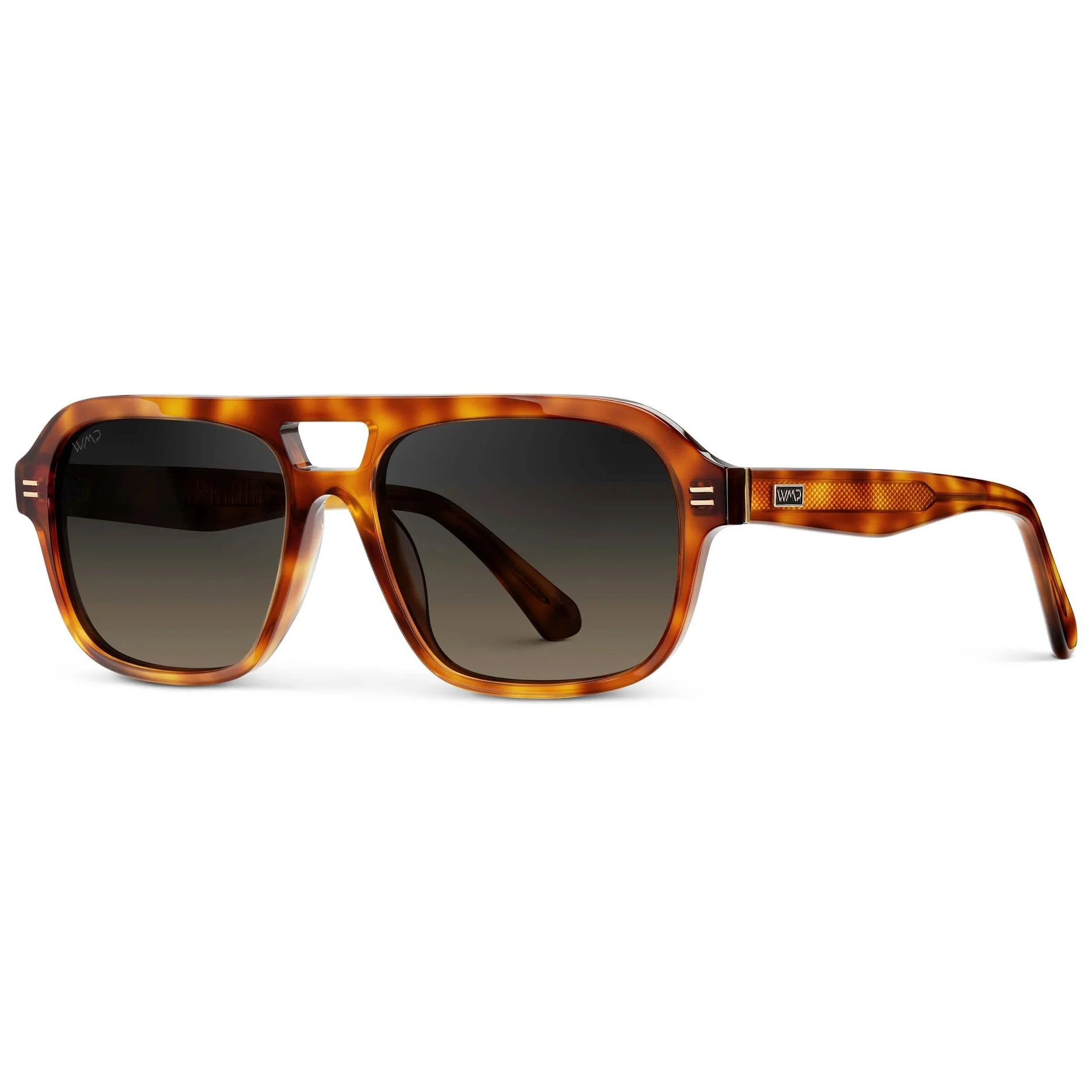 WMP Oversized Tortoise Rectangular Aviator Sunglasses, Polarized - Image 4