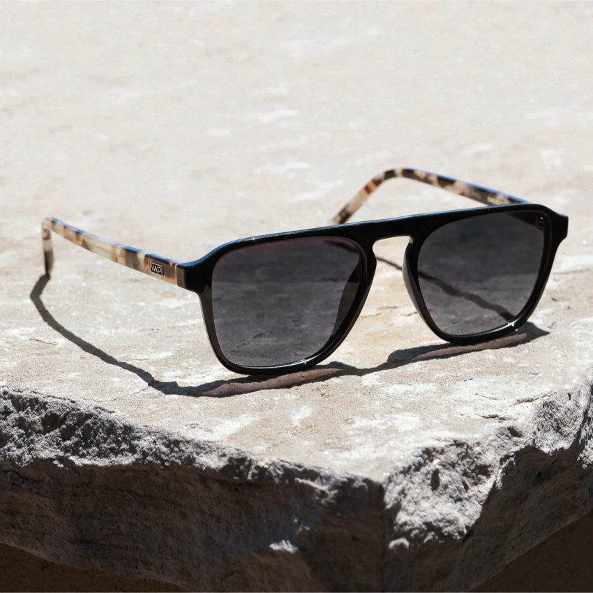 EMERSON Black Beige Tortoise Square Aviator Sunglasses – WMP - Image 5