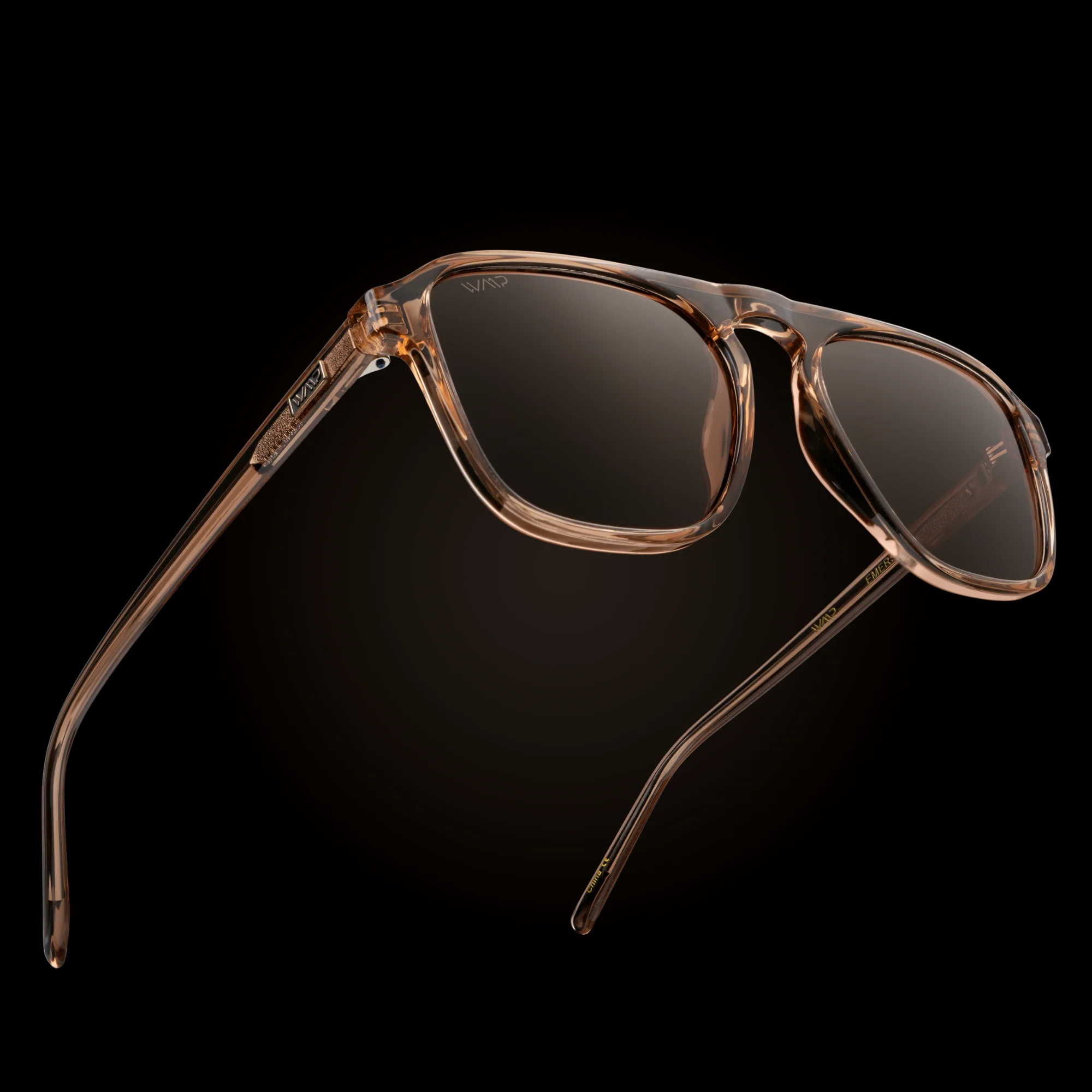 WMP Square Aviator Polarized Sunglasses Crystal Brown Acetate - Image 6