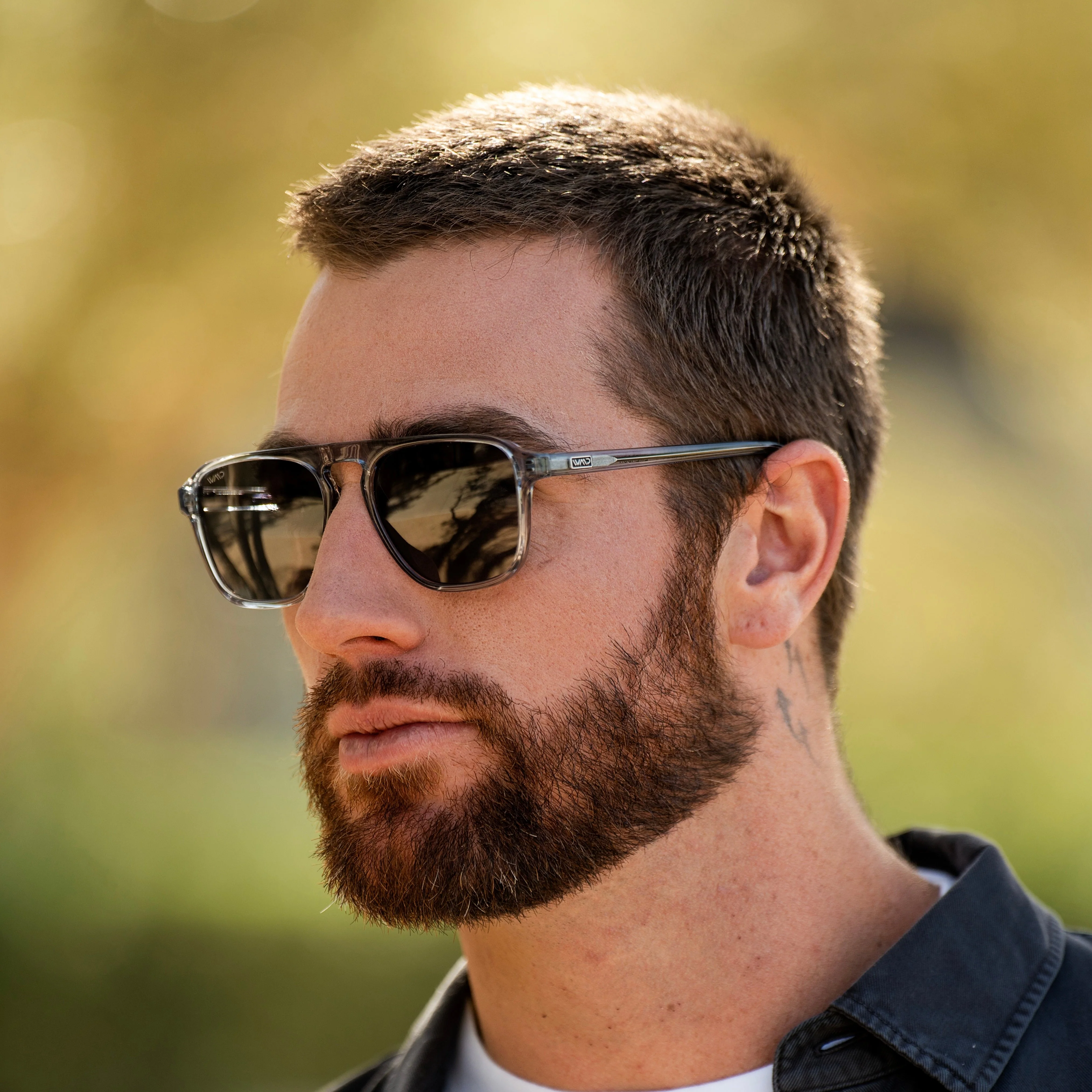 WMP Square Aviator Polarized Sunglasses Denim Blue UV400 - Image 2