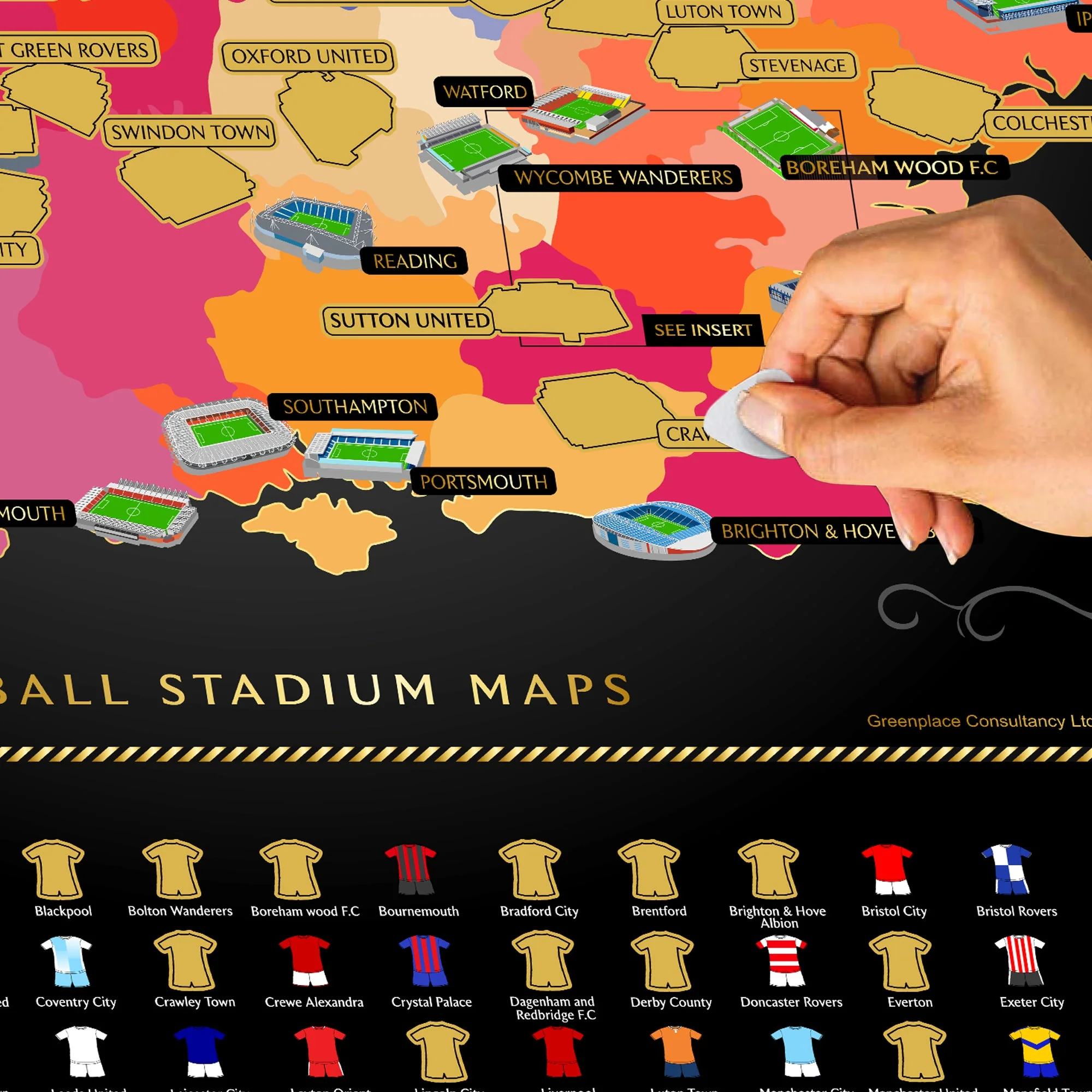 England Football Stadium Scratch-Off Map – 100 UK Stadiums A1 - Image 3