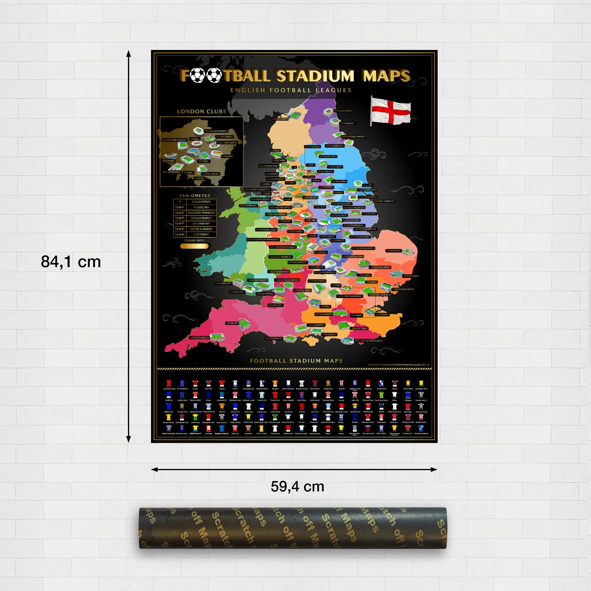 England Football Stadium Scratch-Off Map – 100 UK Stadiums A1 - Image 4