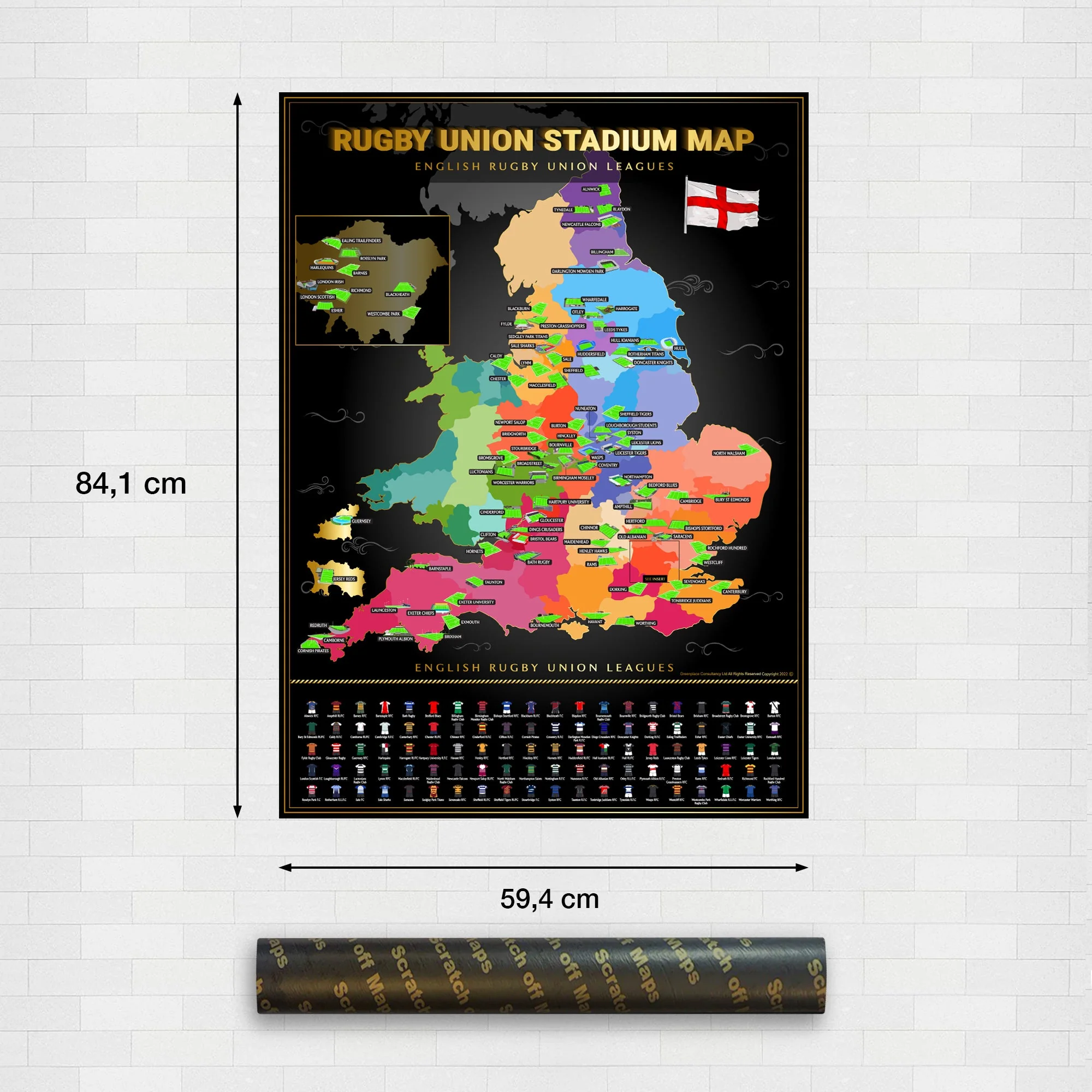 English Rugby Stadium Scratch-Off Map – A1, 100+ Teams - Image 5