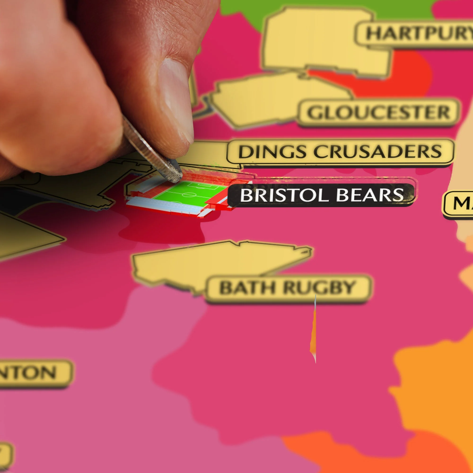 English Rugby Stadium Scratch-Off Map – A1, 100+ Teams - Image 6