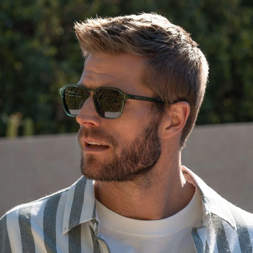 WMP Retro Emerald Green Polarized Square Sunglasses Acetate - Image 3
