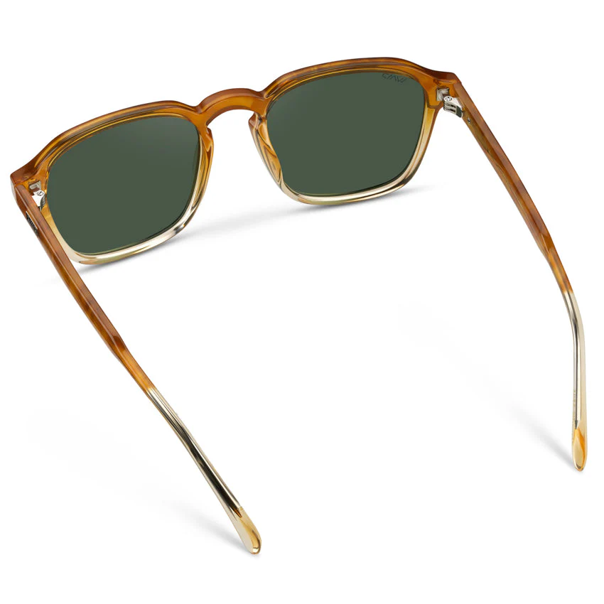 WMP Square Polarized Sunglasses UV400 – Orange Frame, Green Lens - Image 5