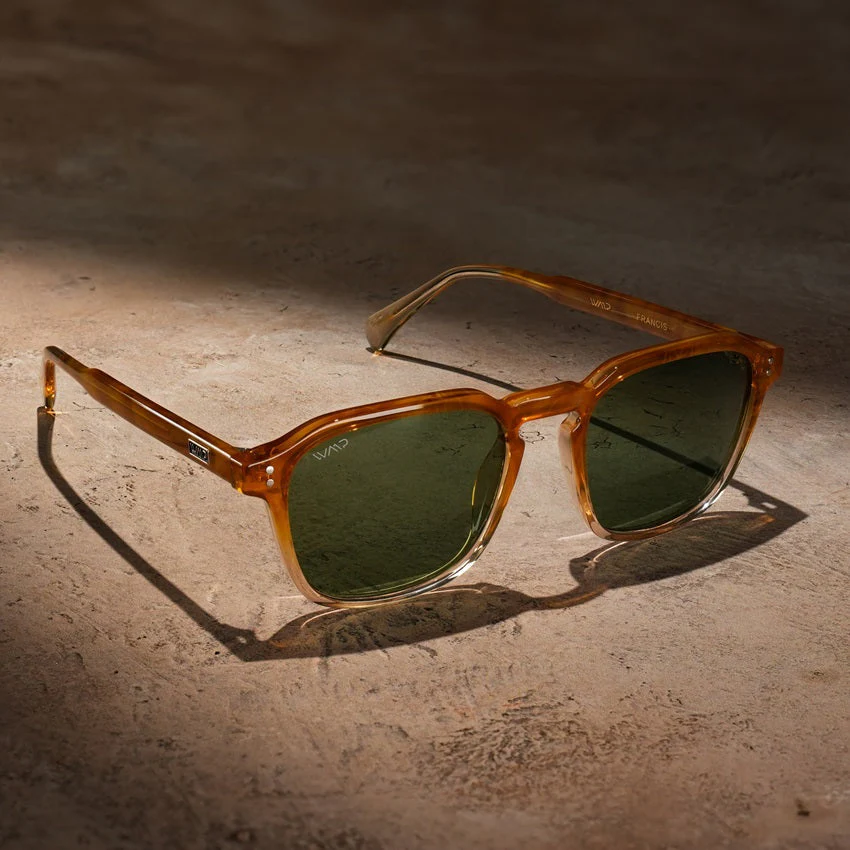 WMP Square Polarized Sunglasses UV400 – Orange Frame, Green Lens - Image 6