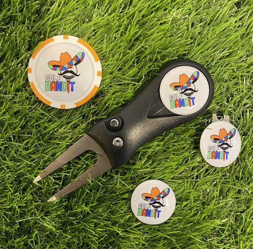 Golf Switchblade Divot Tool Set with Magnetic Hat Clip & Markers