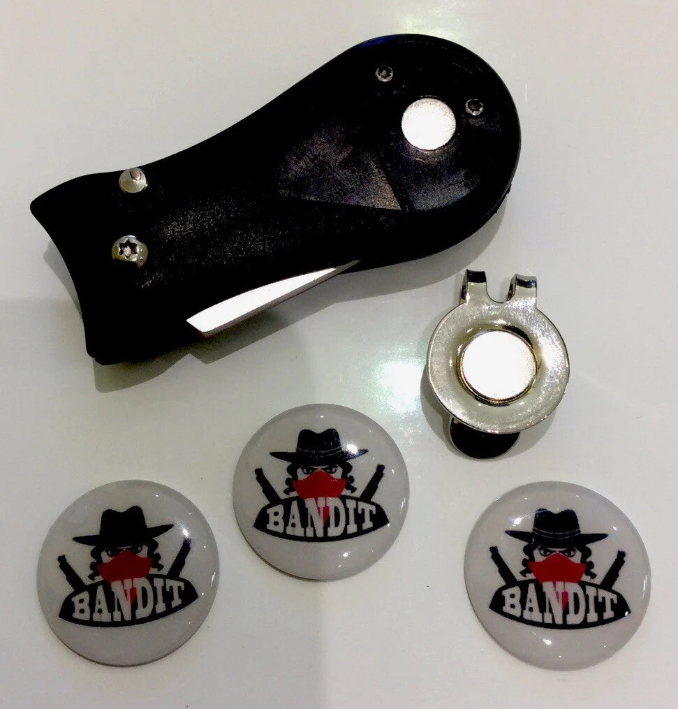 Golf Switchblade Divot Tool with Magnetic Hat Clip & 3 Ball Markers - Image 2