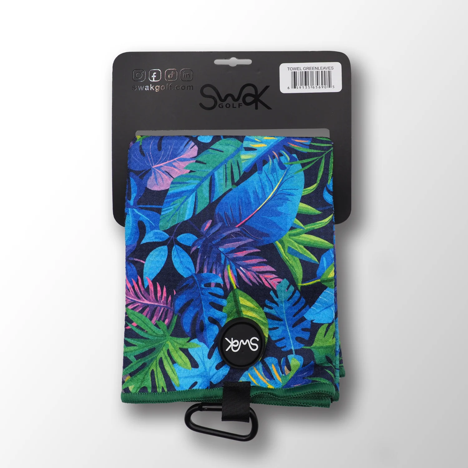 Green Leaves Magnetic Microfibre Golf Towel 40x60cm - Image 8