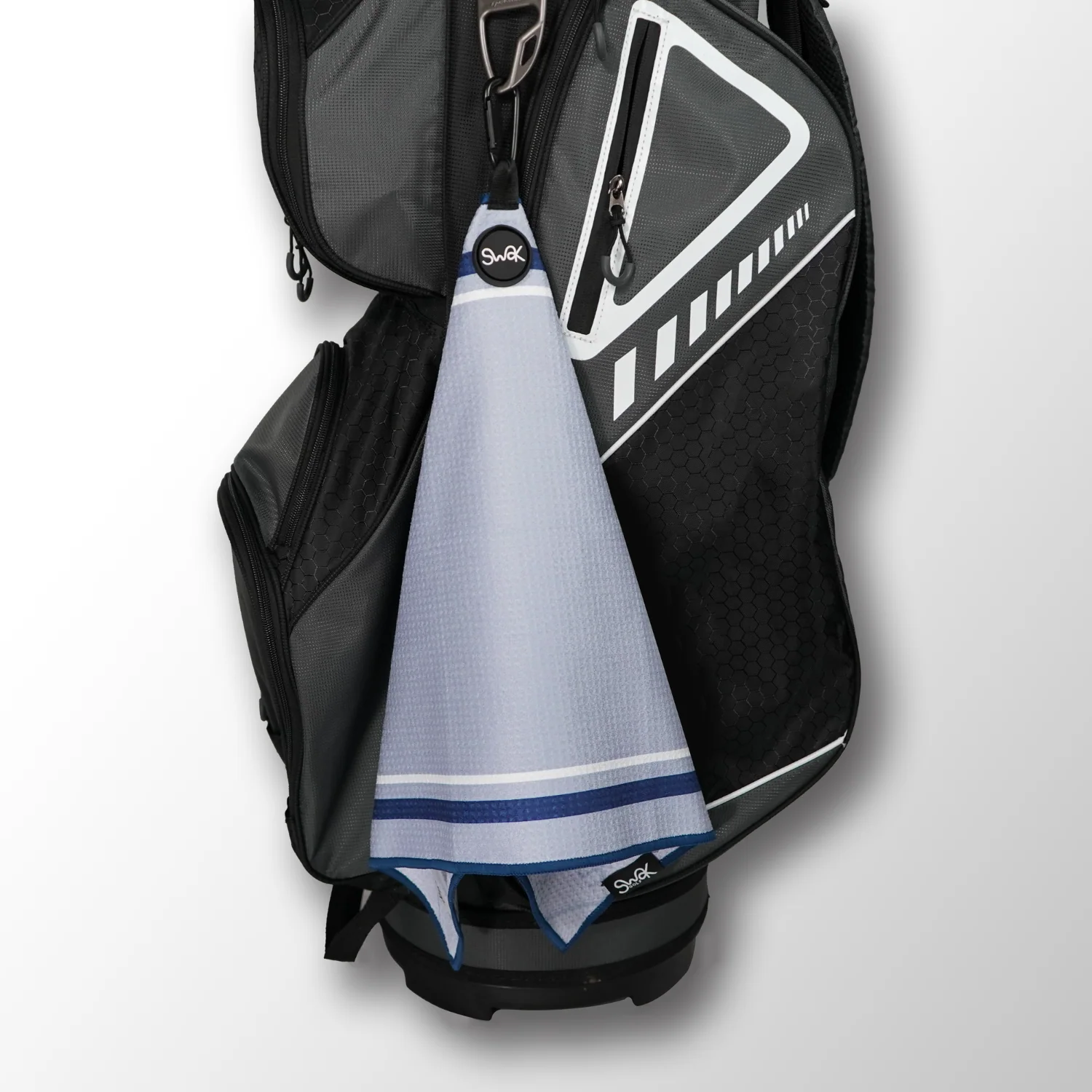 Magnetic Microfibre Golf Towel – Grey Waffle 40x60cm - Image 2
